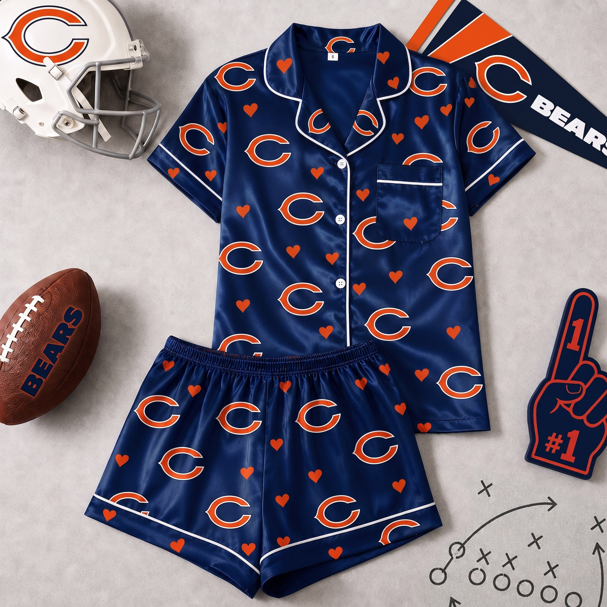 Chicago Bears | Premium NFL Love Satin Pajamas Set NY