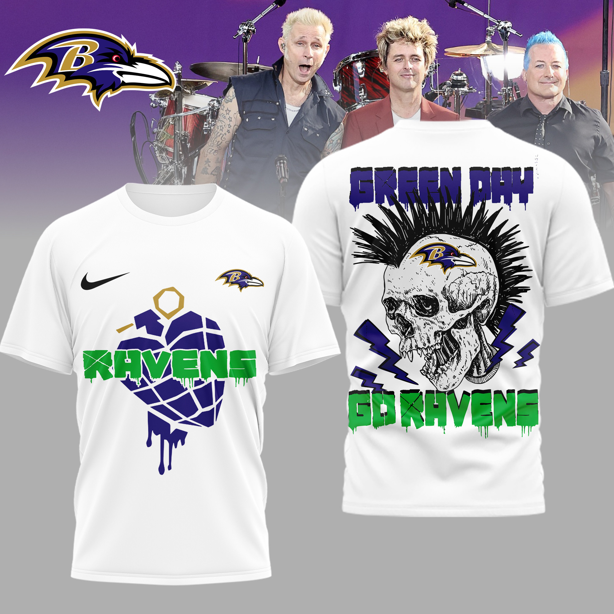Baltimore Ravens | Premium NFL Green Day Football 3D Shirt