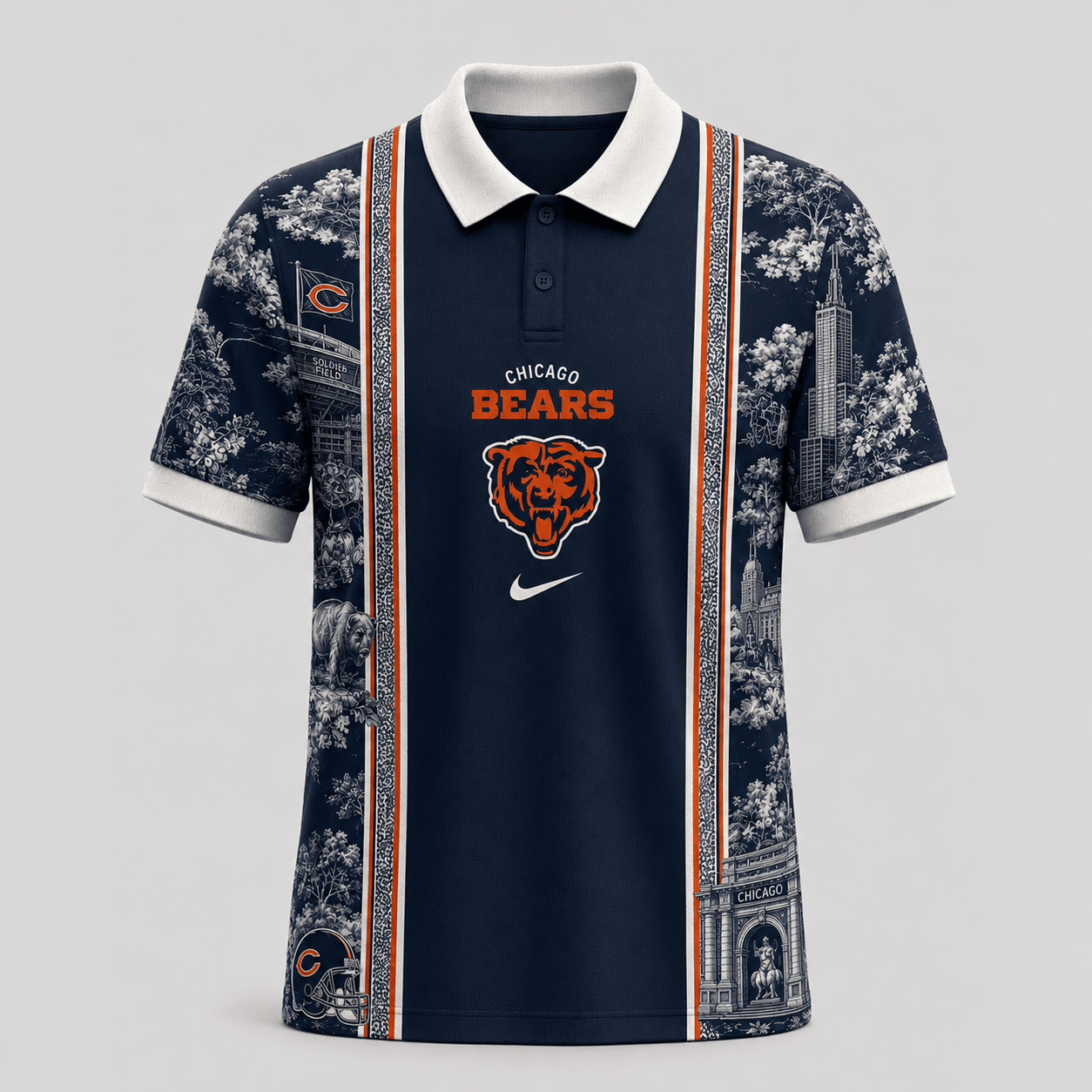 Chicago Bears | Premium NFL Heritage Cityscape Polo Shirt for Loyal Fans TD