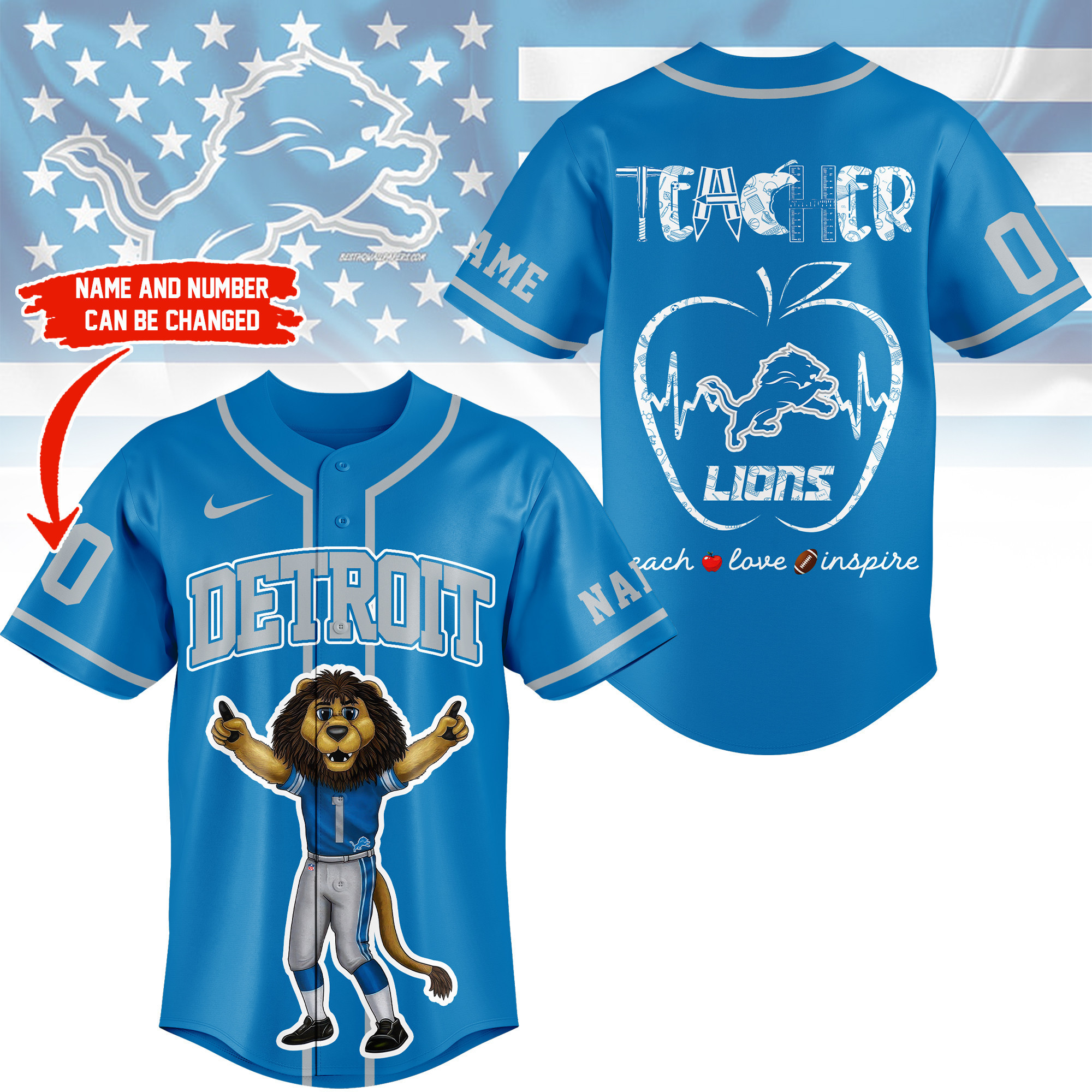 Detroit Lions | Premium NFL Teacher Appreciation Month Jersey Shirt NY