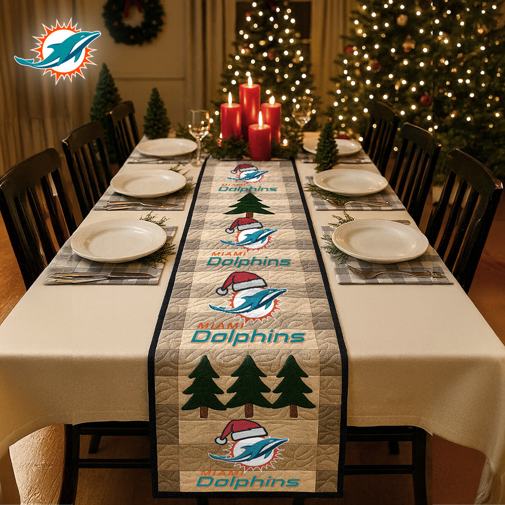 Miami Dolphins | Premium NFL Quilted Christmas Table Runner HI
