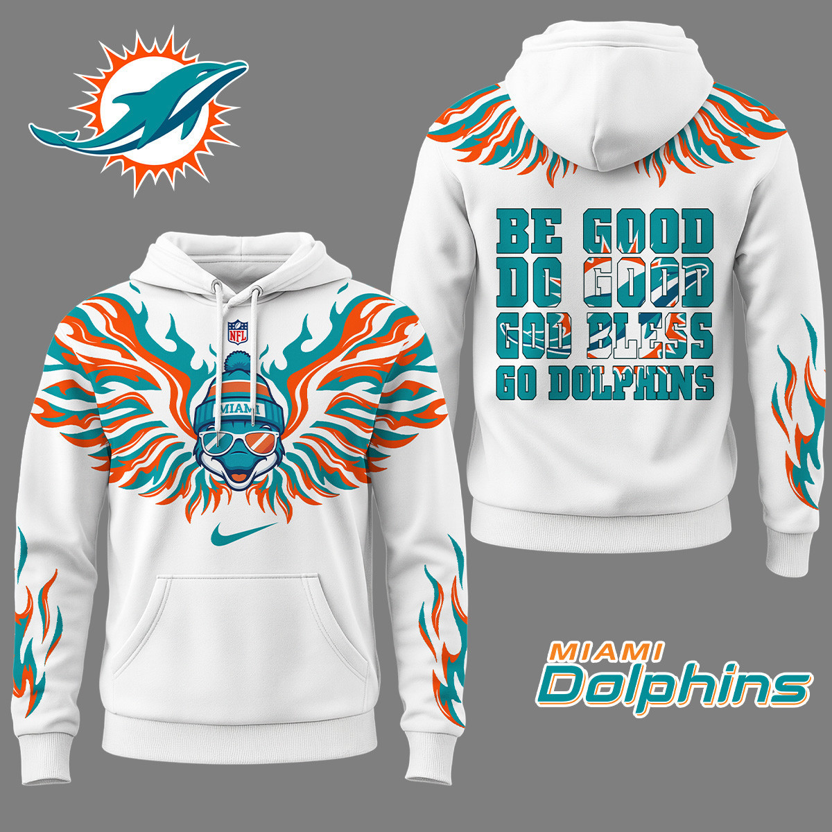 Miami Dolphins | Premium NFL Fire Wings 3D Hoodie NY