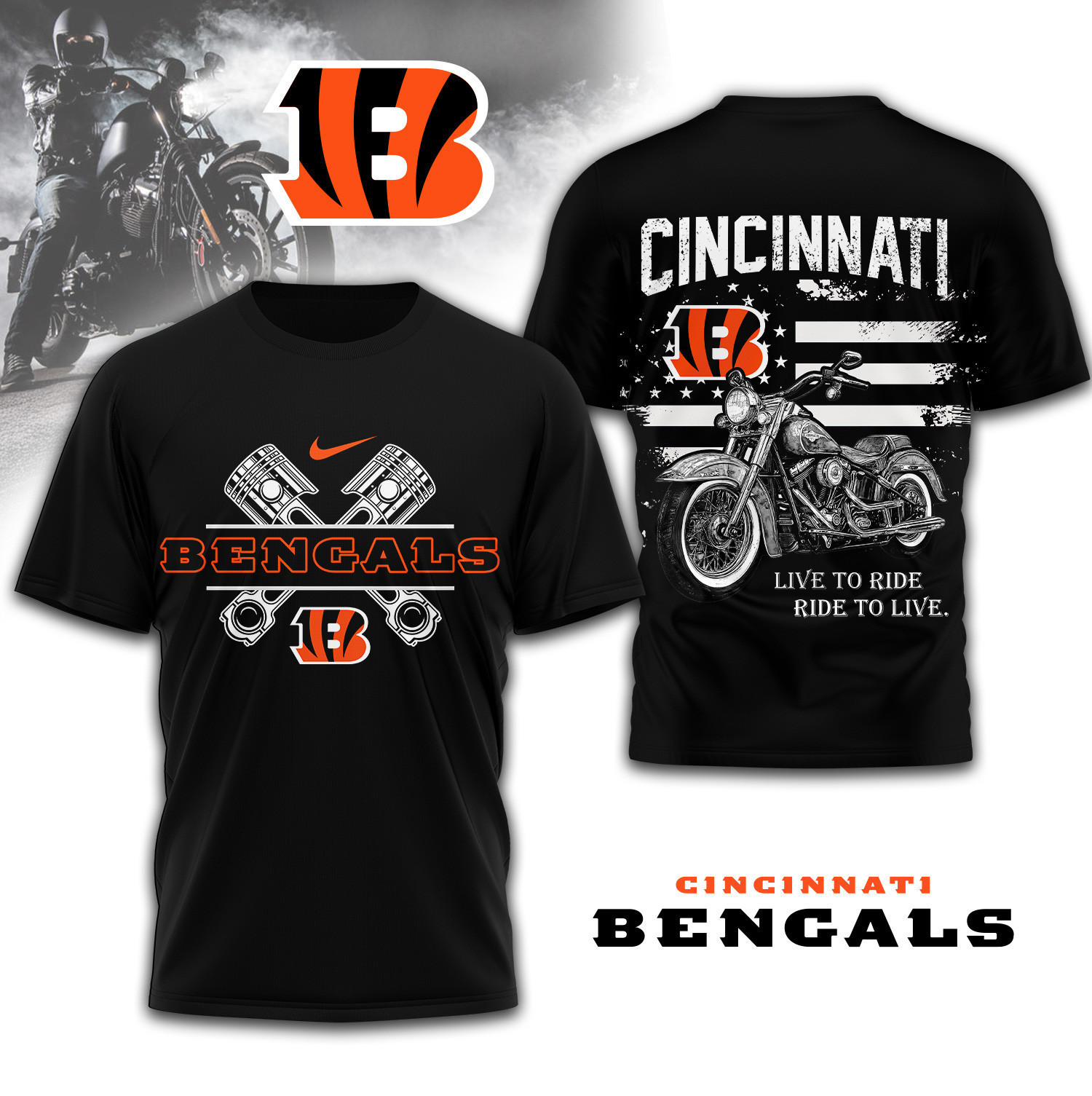 Cincinnati Bengals | Premium NFL Biker 3D Shirt TD230825