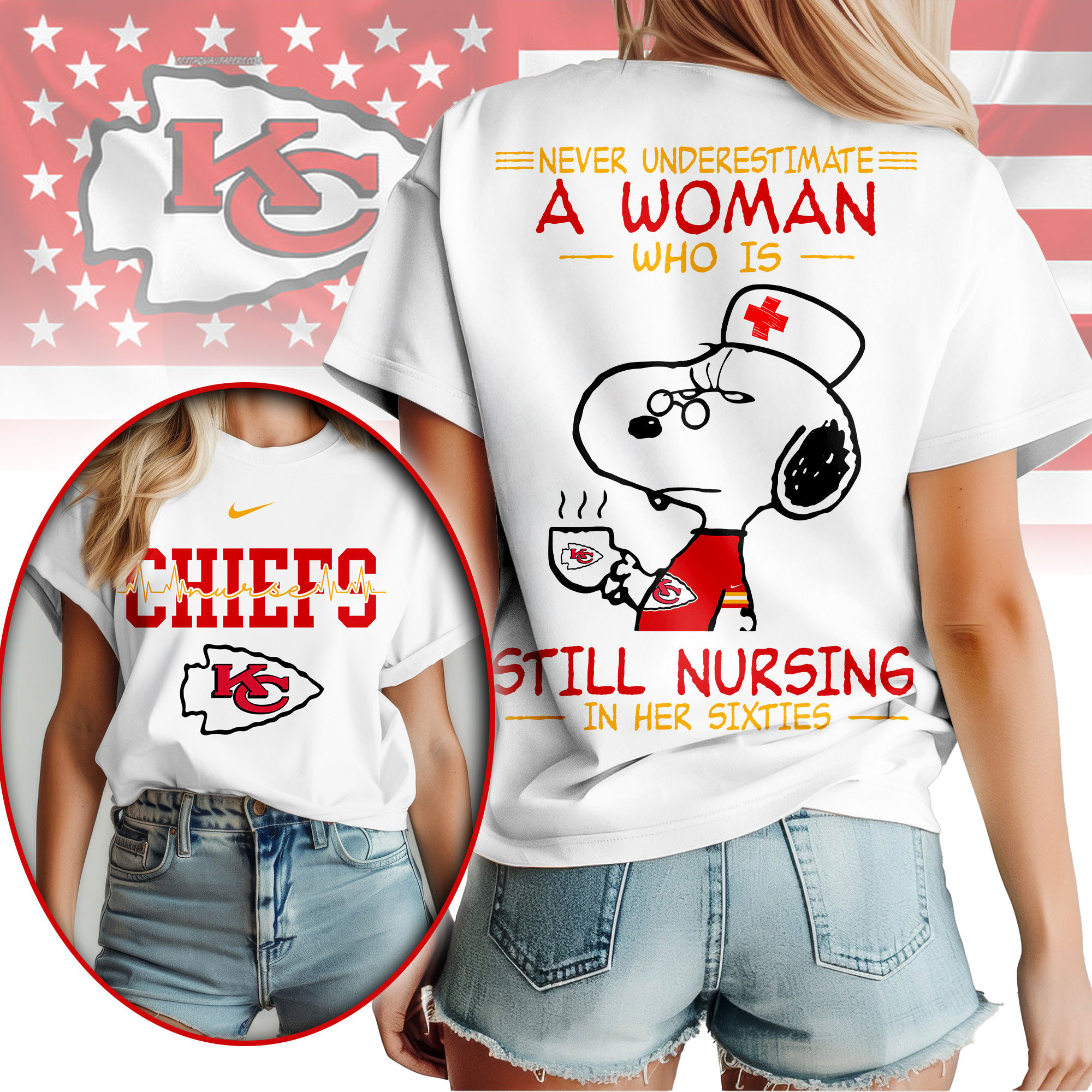 Kansas City Chiefs | Premium NFL Never Underestimate A Nurse Women Shirt NY