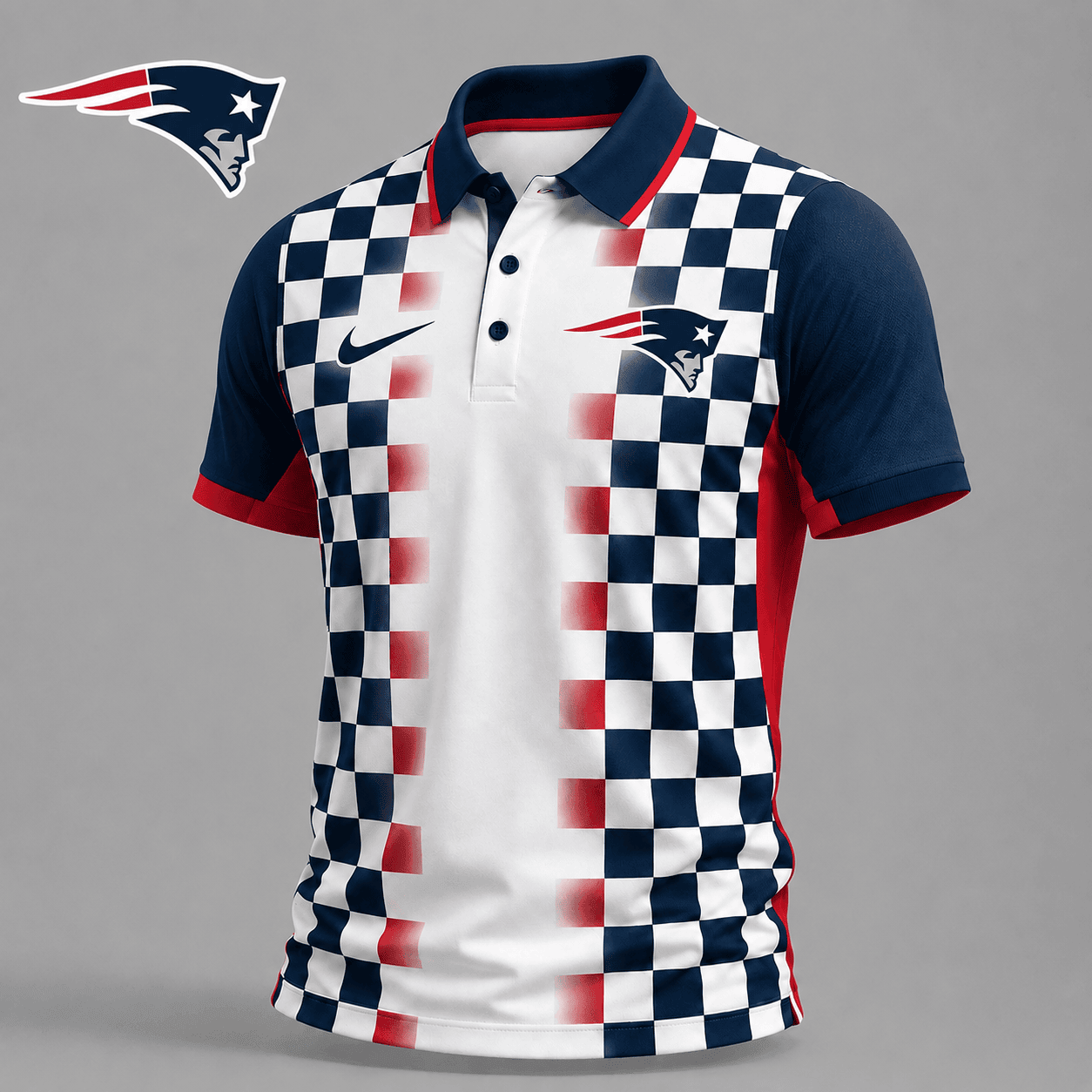 New England Patriots | Premium NFL Checkered Fade Polo Shirt NY