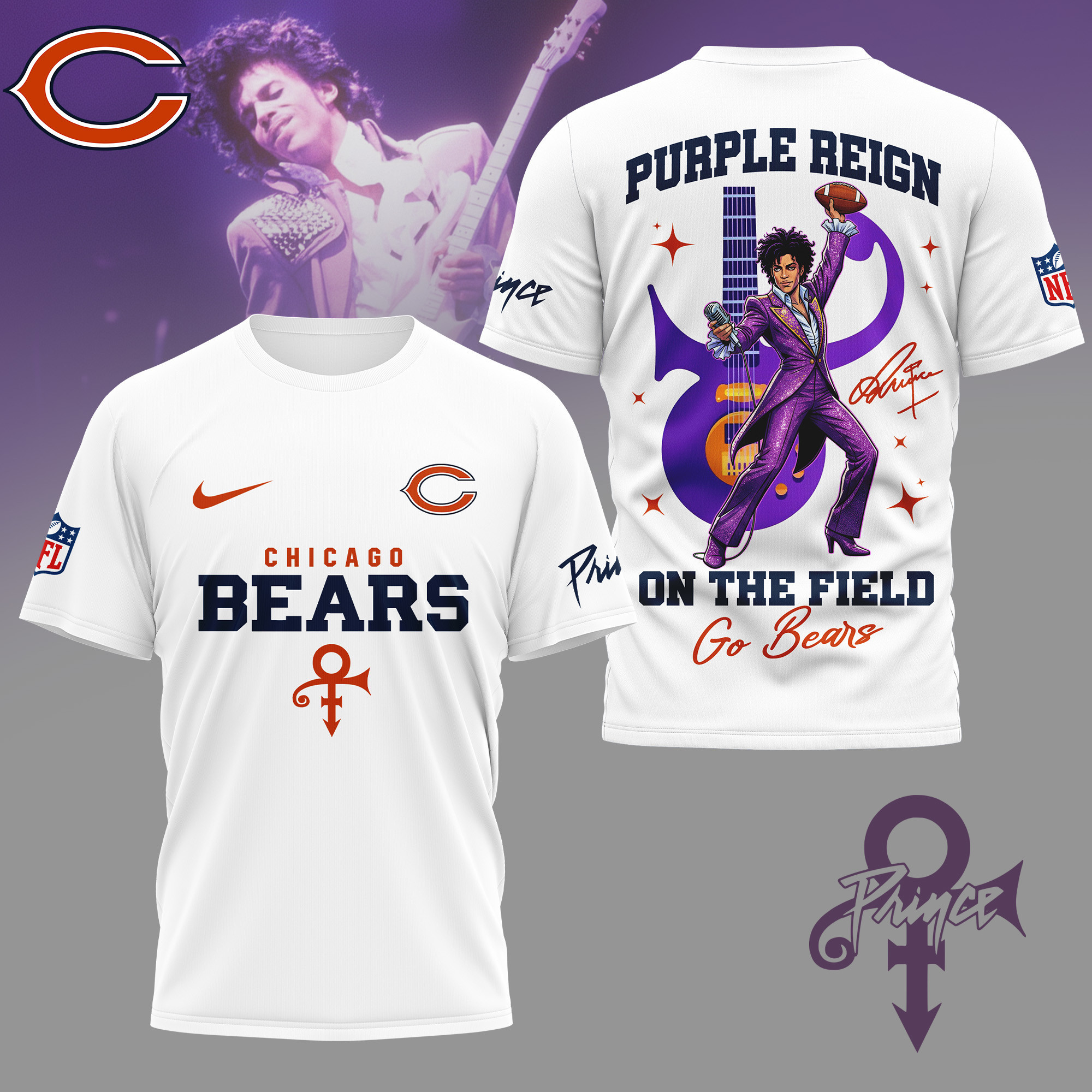 Chicago Bears | Premium NFL Prince Purple Reign Football 3D Shirt NY