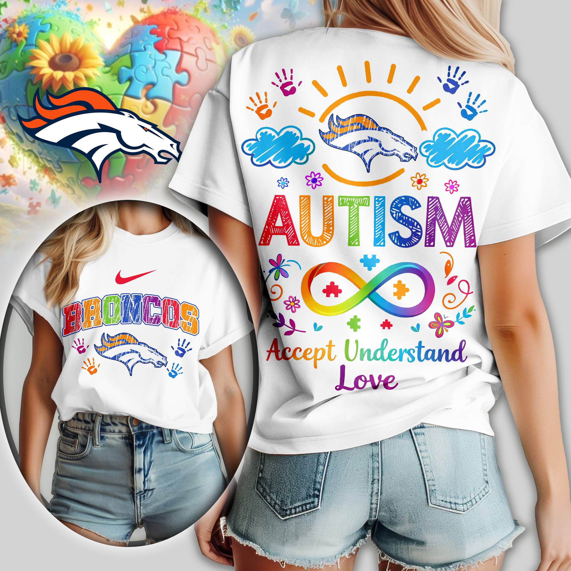Denver Broncos | Premium NFL National Autism Acceptance Month Women Shirt TD