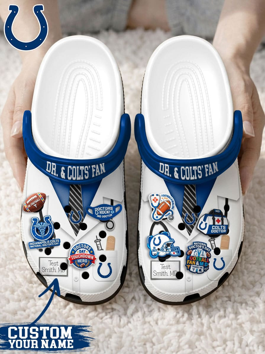 Indianapolis Colts | PREMIUM NFL NATIONAL DOCTOR'S DAY CLOGS WITH 8 CHARMS HY