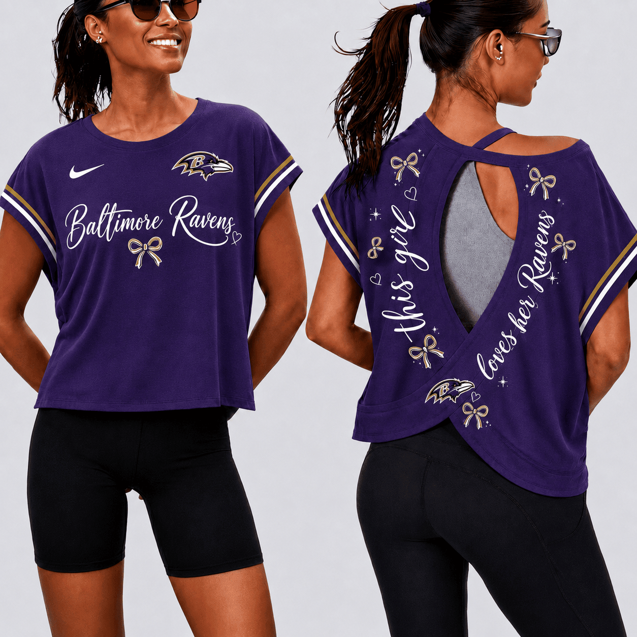 Baltimore Ravens | Premium NFL Open Back Workout Shirts Short Sleeve NY