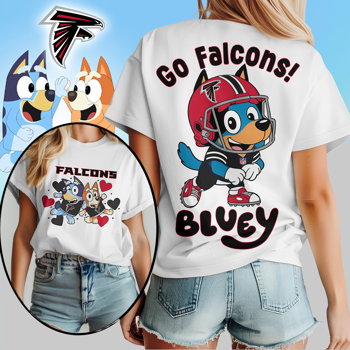 Atlanta Falcons | Premium NFL Bluey Women's Shirt TD