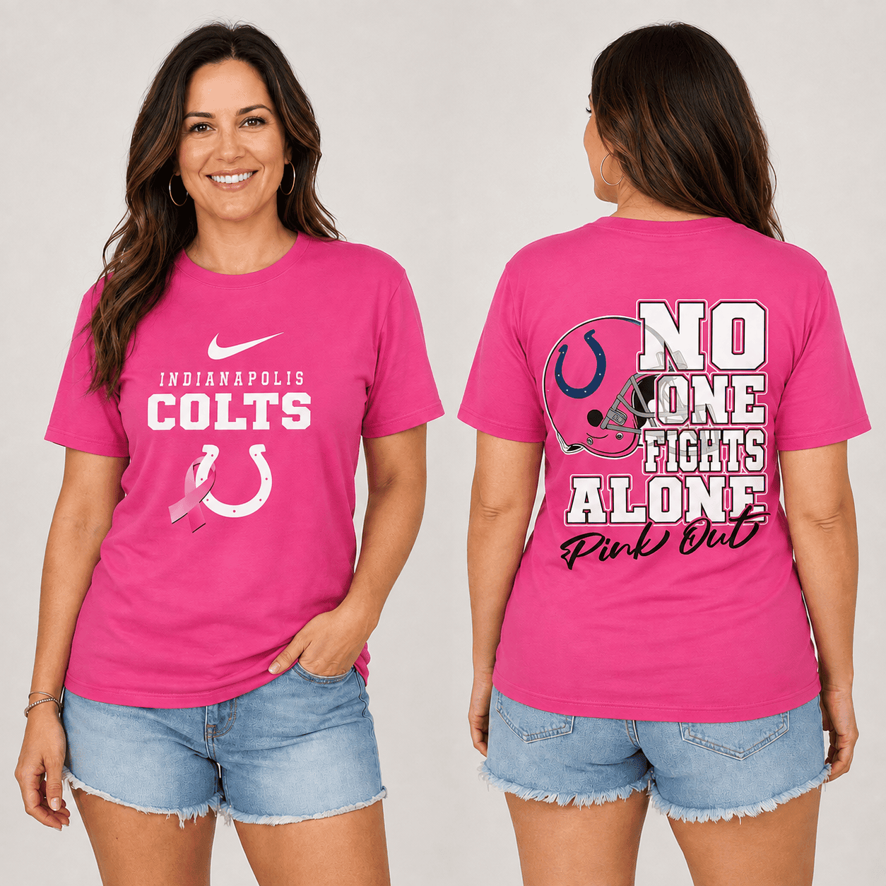 Indianapolis Colts | Premium NFL No One Fight Alone Pink Out T-Shirt TD