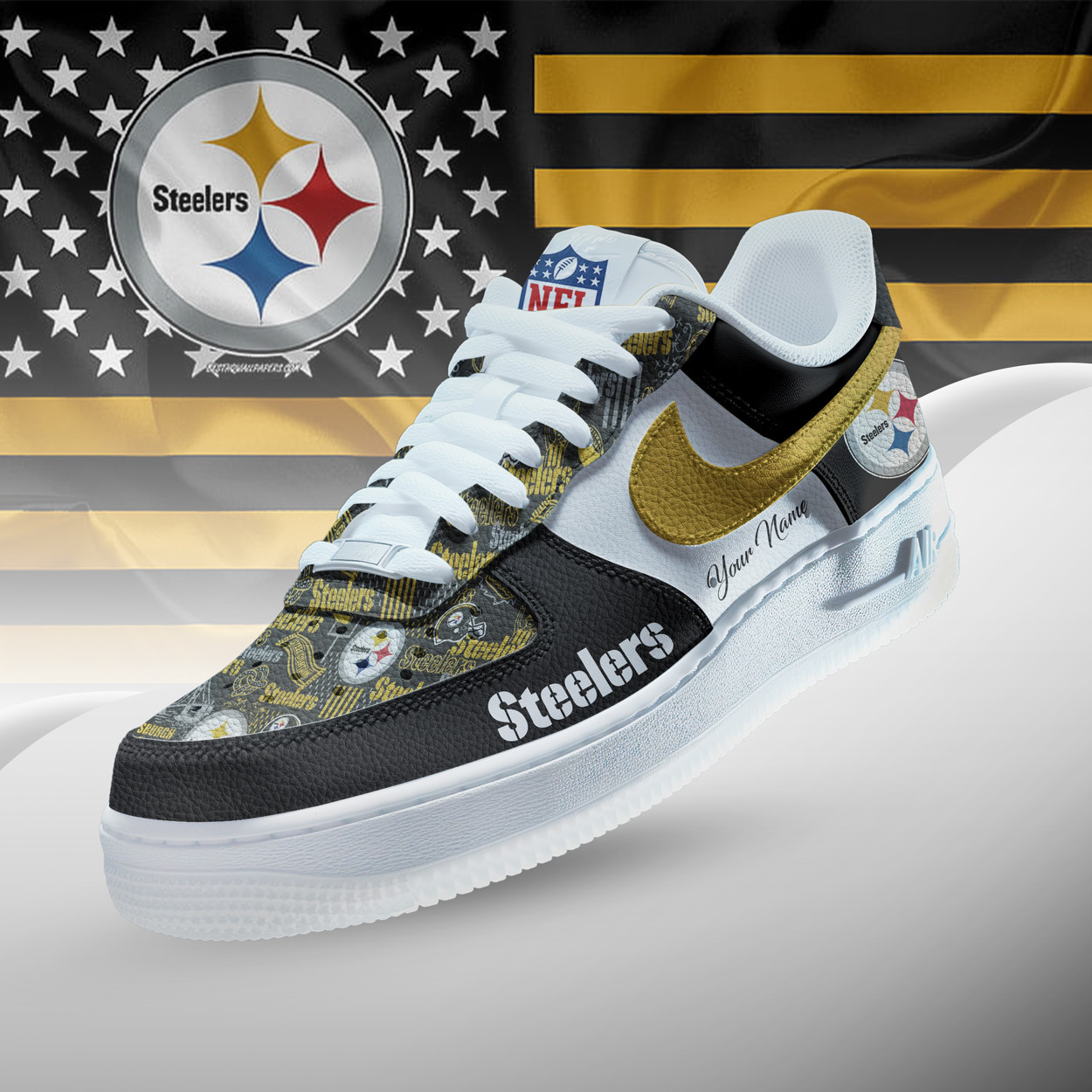 Pittsburgh Steelers | Premium NFL Personalized Team Icon AF1 Shoes NTH1