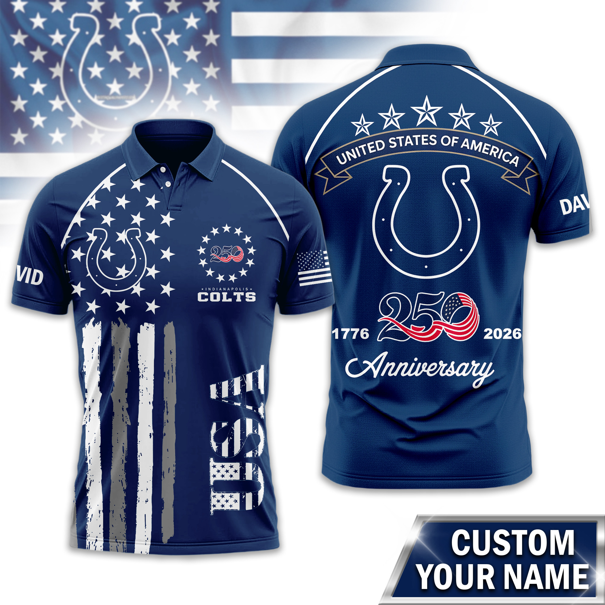 Indianapolis Colts | Premium NFL American Semiquincentennial Polo Shirt TD