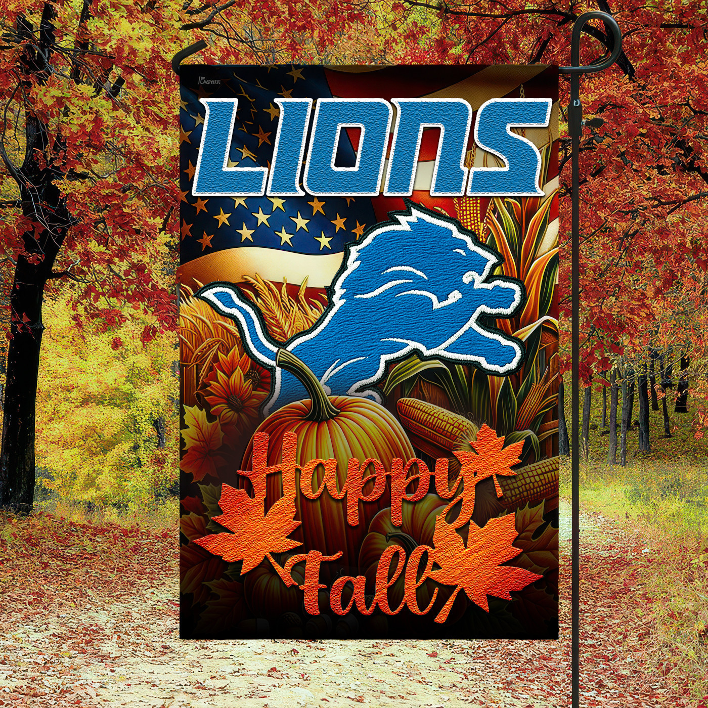 Detroit Lions | Premium NFL Happy Fall Flag TD