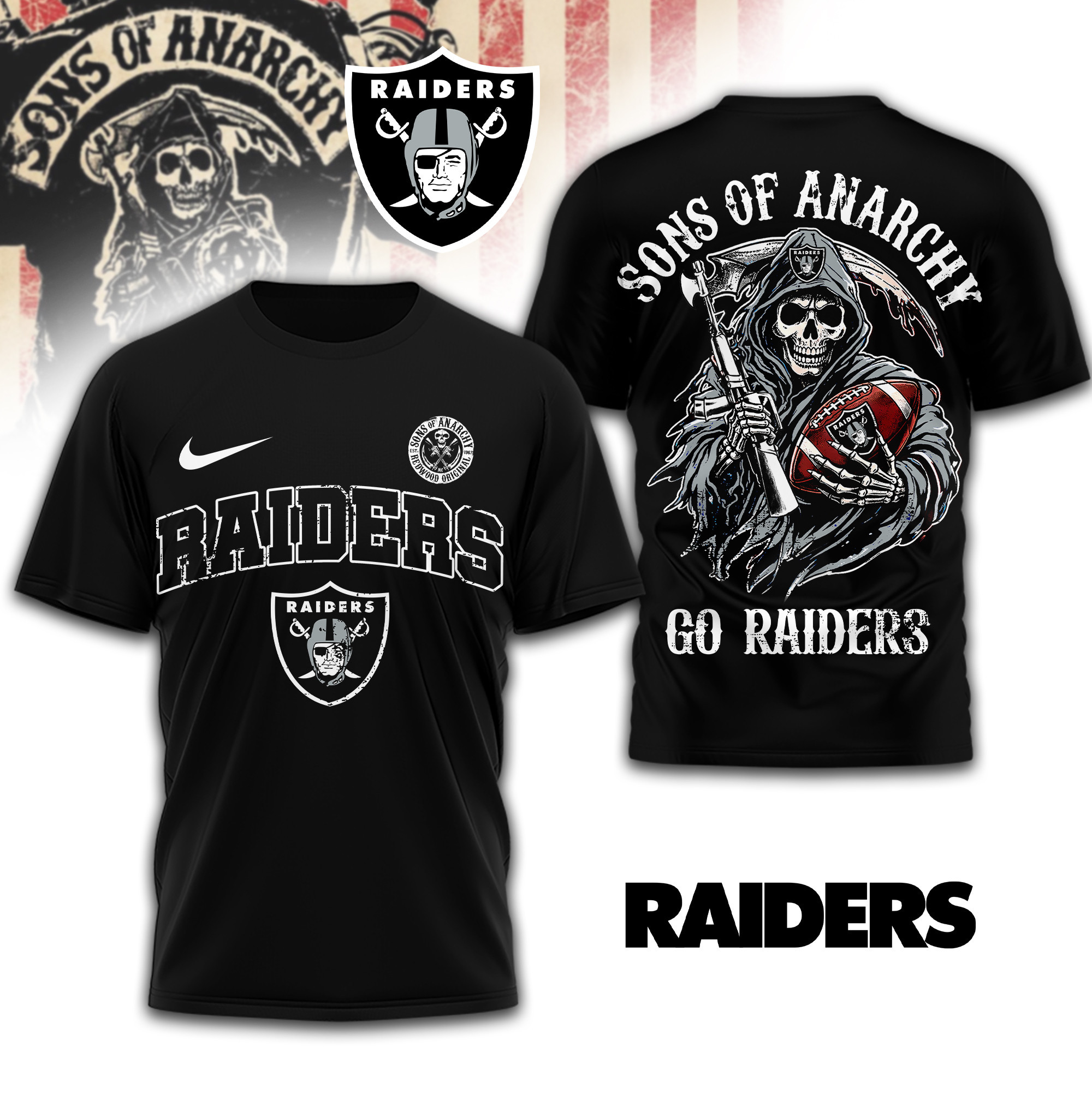 Las Vegas Raiders | Premium NFL Sons of Anarchy 3D Shirt TD