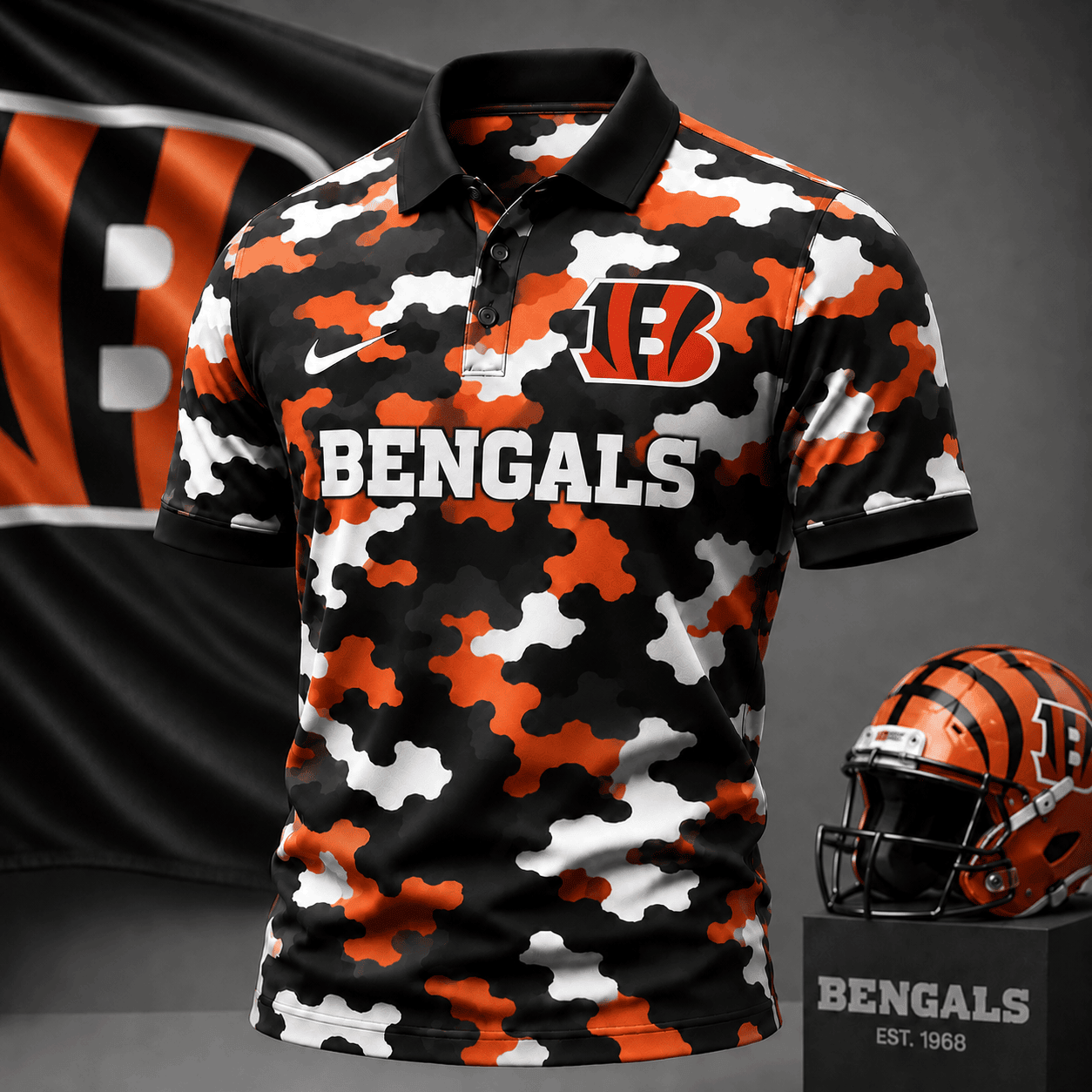 Cincinnati Bengals | Premium NFL Camo Polo Shirt NY