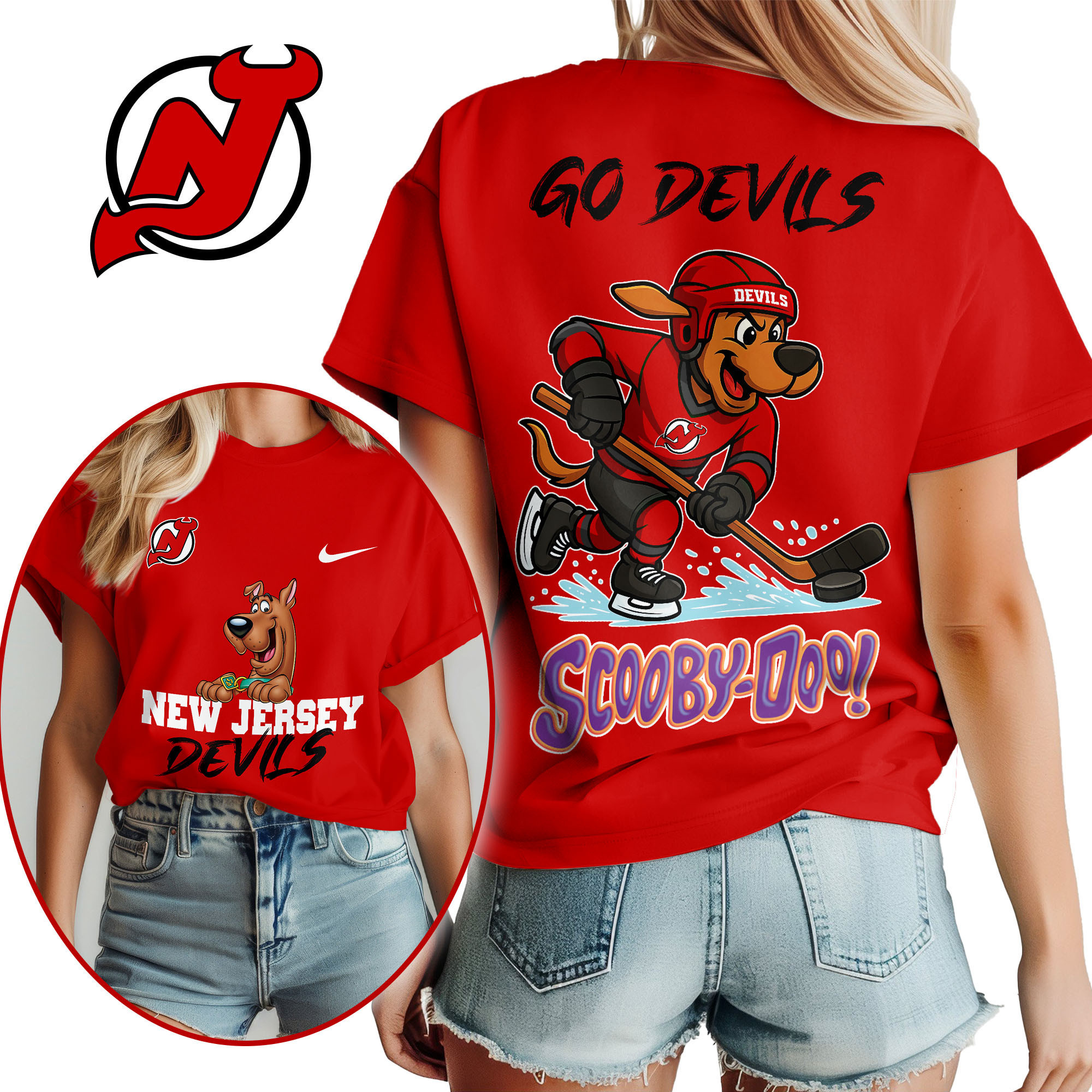 New Jersey Devils | Premium NHL Scooby-Doo Fan Women's Shirt PB5S7OG