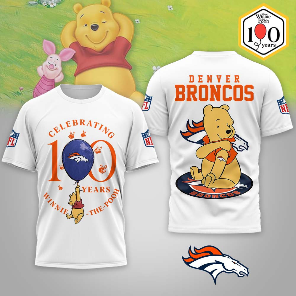 Denver Broncos | Premium NFL Winnie The Pooh 100th Anniversary 3D Shirt MM