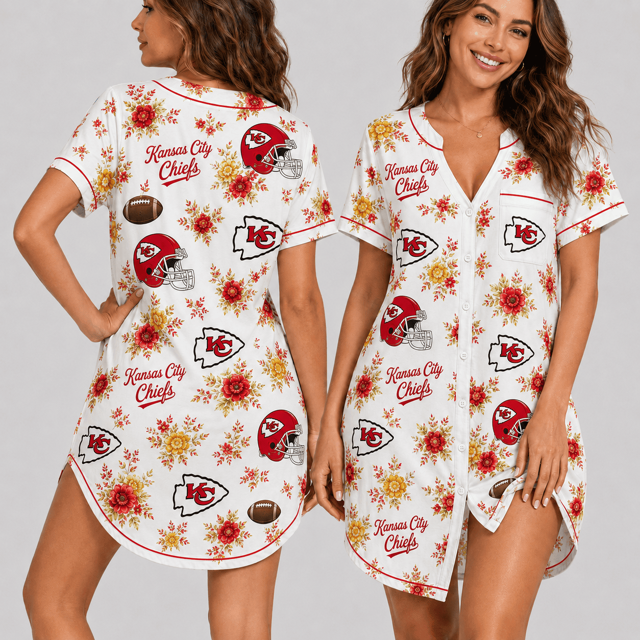 Kansas City Chiefs | Premium NFL Football Fan Favorites Women Pajamas Dress TD