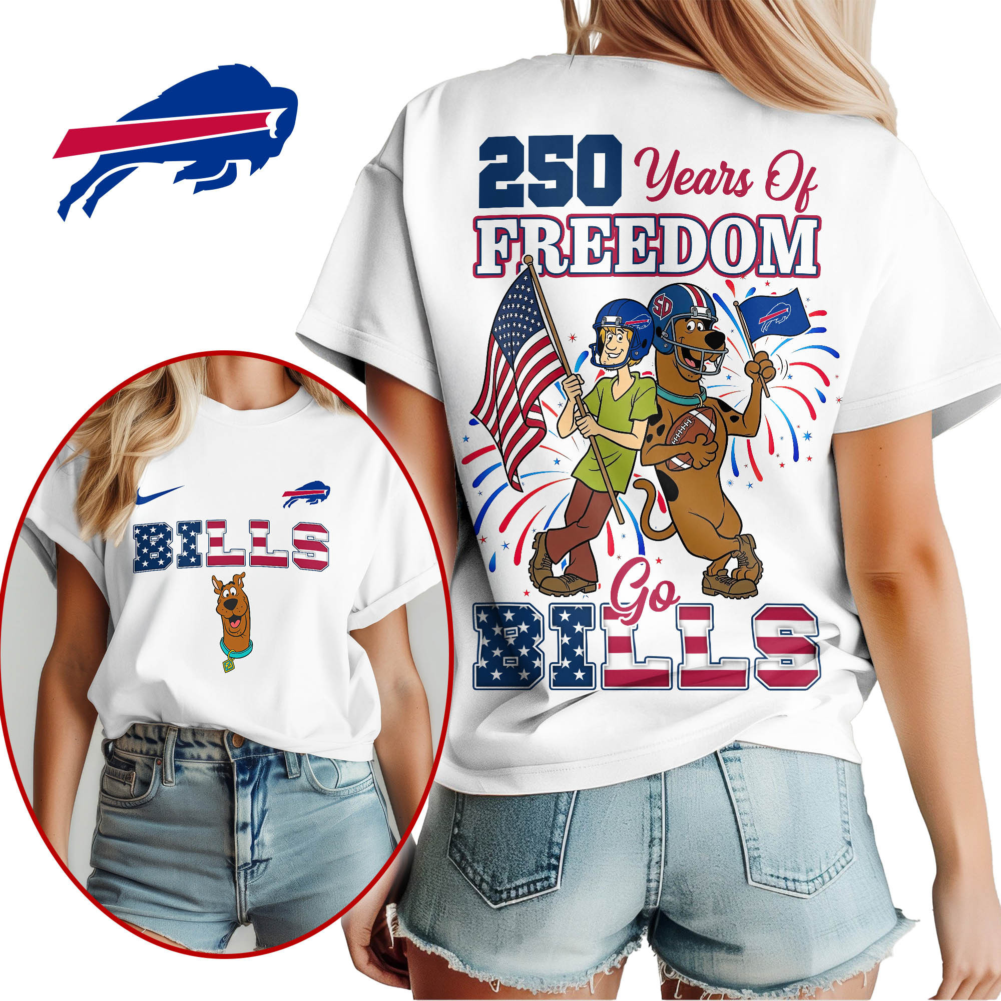 Buffalo Bills | Premium NFL Scooby Doo Celebrates 250th Anniversary 3D Shirt NP