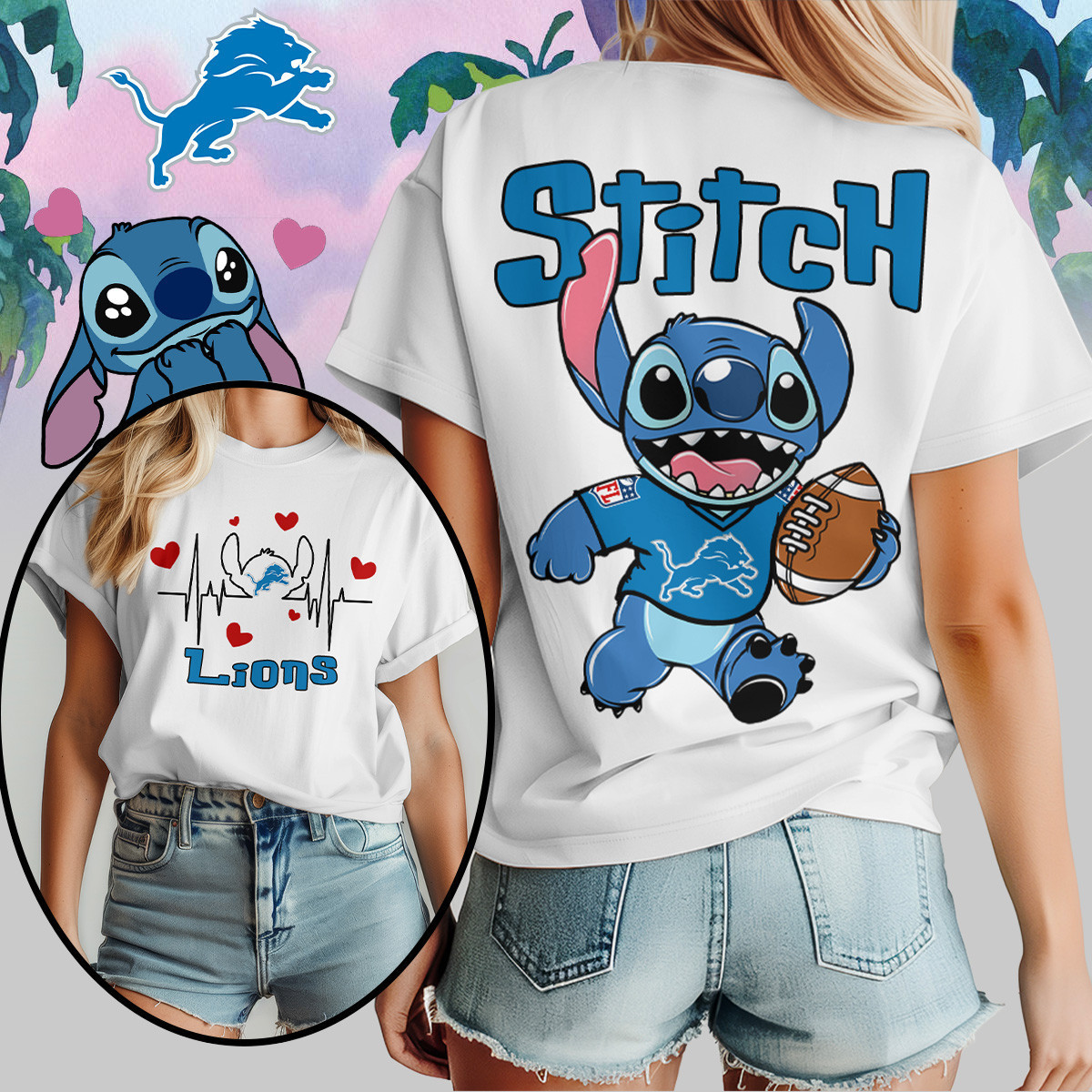 Detroit Lions | Premium NFL Stitch Women Shirt TD