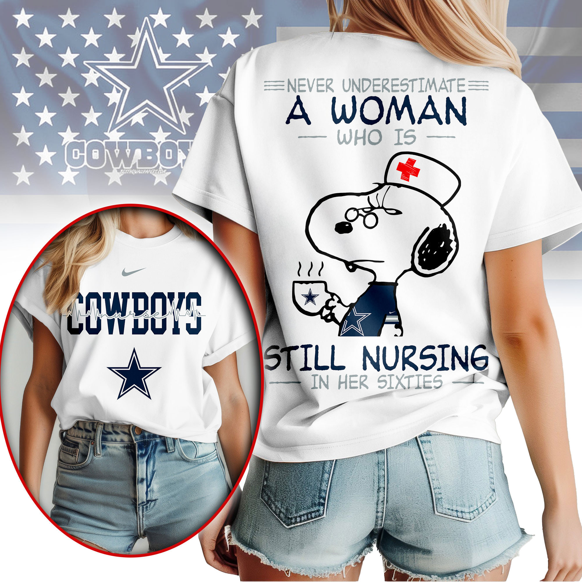 Dallas Cowboys | Premium NFL Never Underestimate A Nurse Women Shirt NY