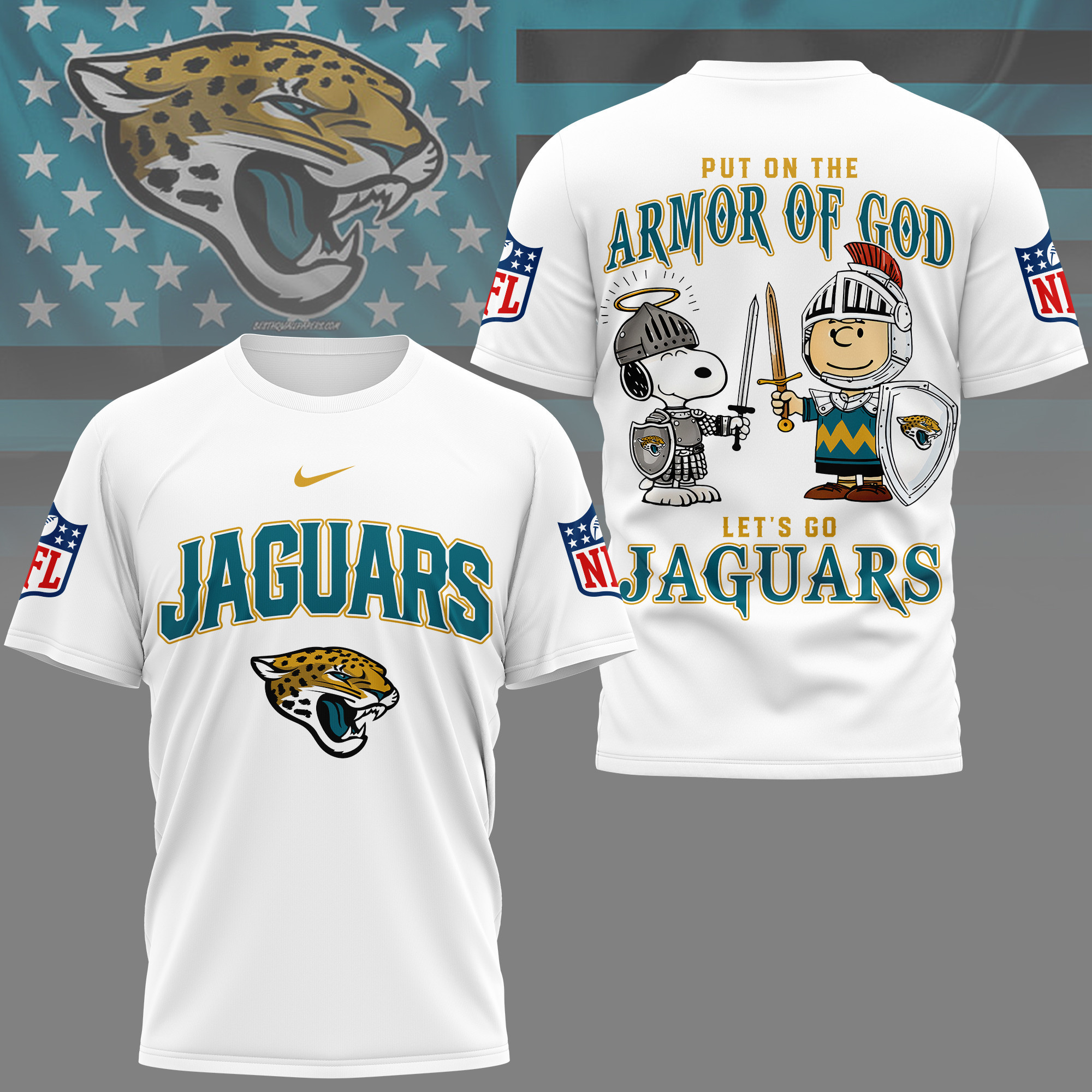 Jacksonville Jaguars | Premium NFL Armor of God 3D Shirt NY