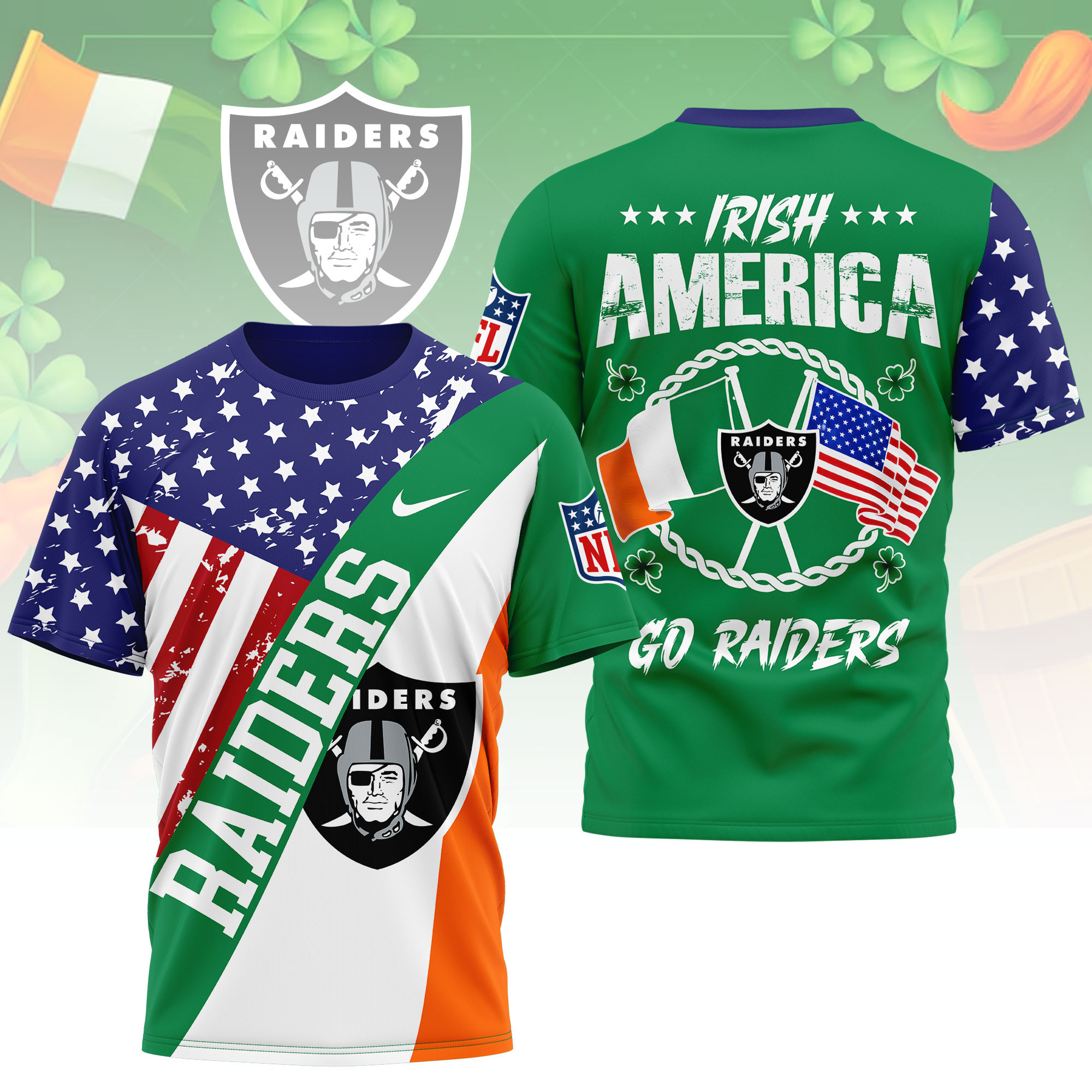 Las Vegas Raiders | Premium NFL Irish America 3D Shirt NY