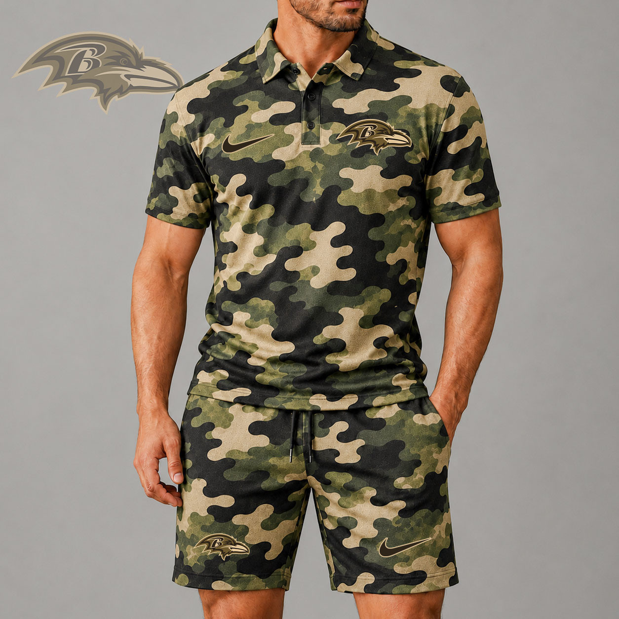Baltimore Ravens | Premium NFL Military Camo Polo & Shorts Set NY