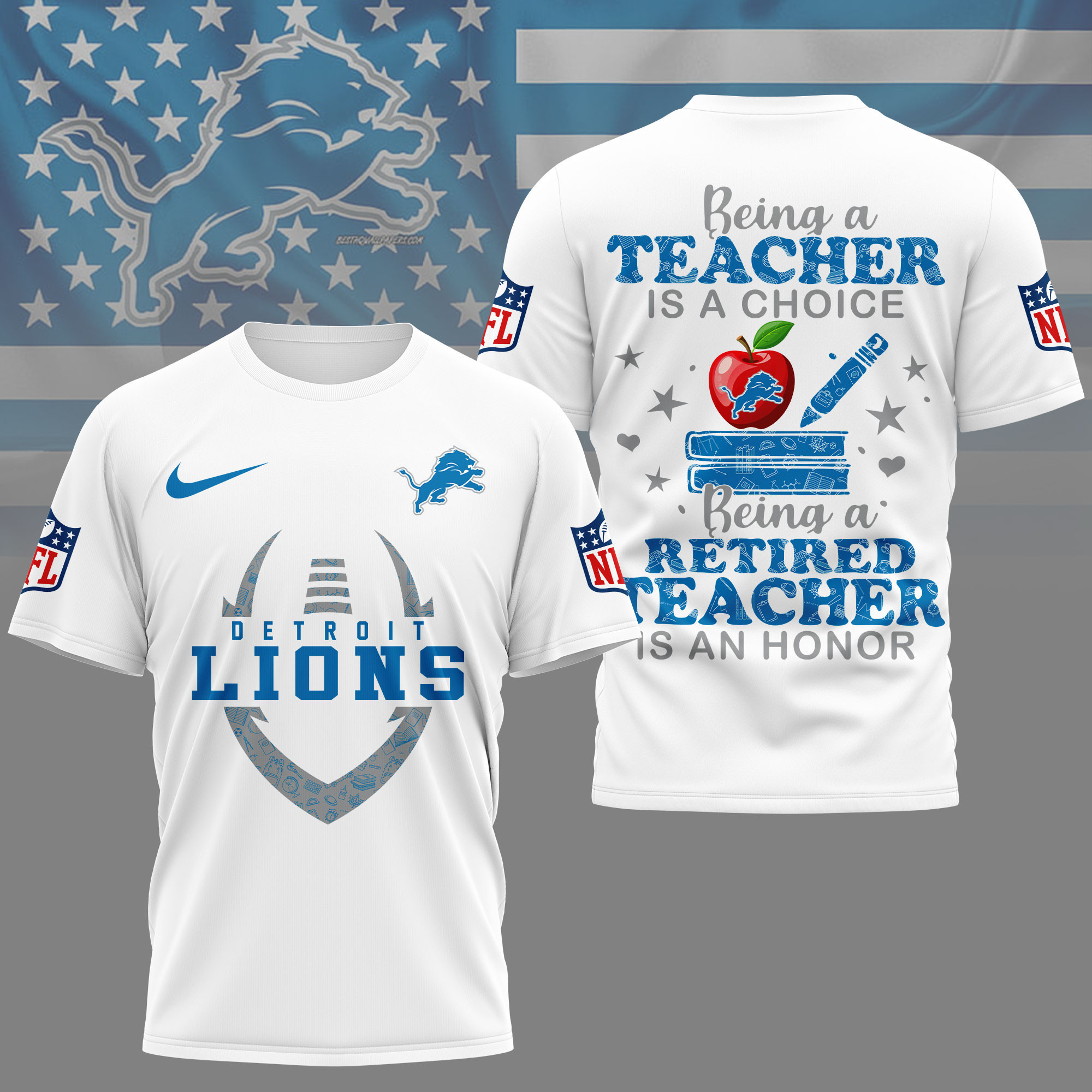 Detroit Lions | Premium NFL Teacher Honor 3D Shirt NY