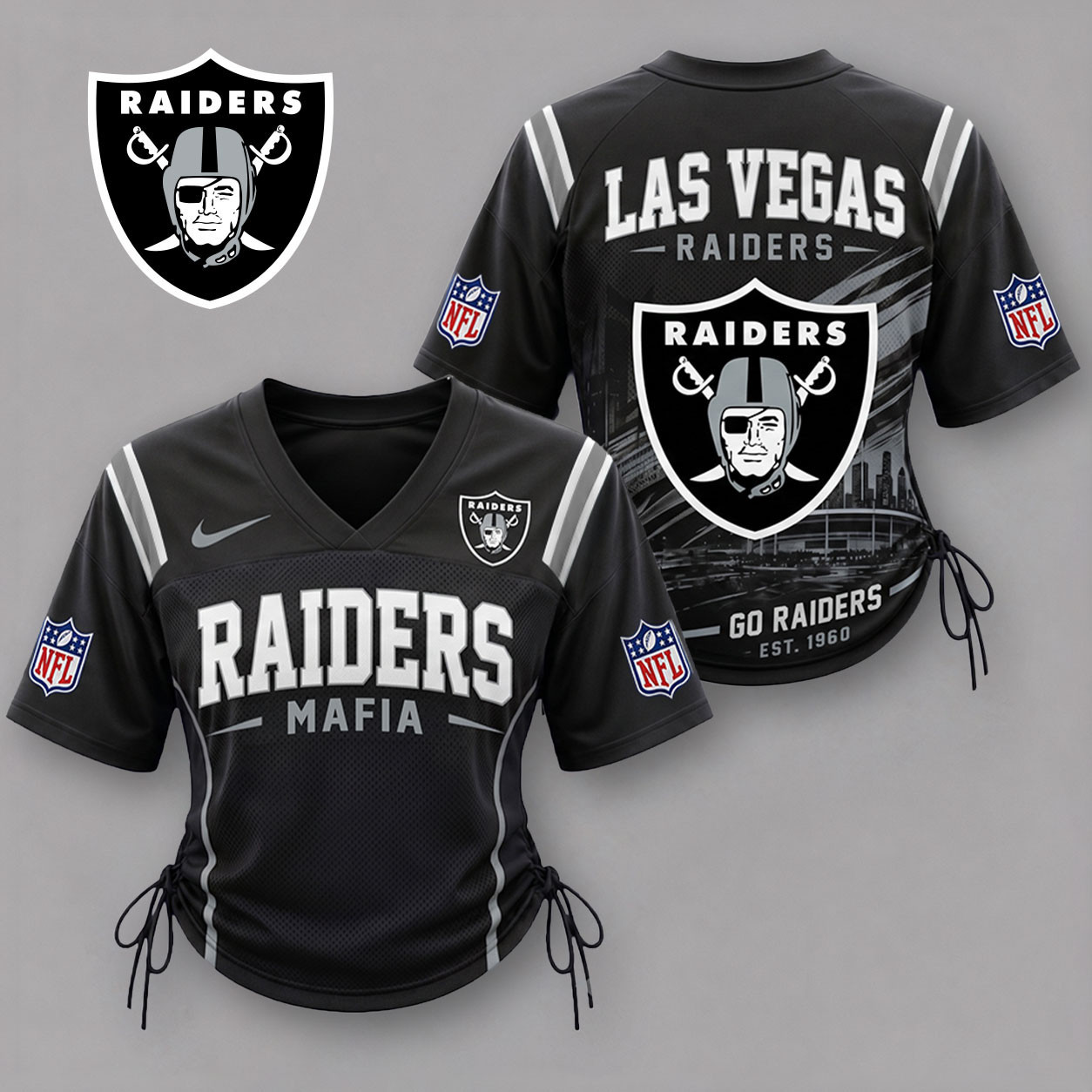 Las Vegas Raiders| Premium NFL Game Day Women Lace-Up Jersey Shirt NY