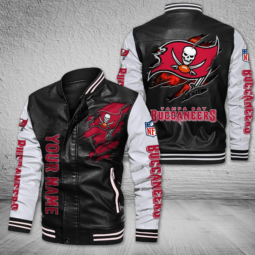 DMHQ0069 Tampa Bay Buccaneers Signature Series Leather Jacket — Plush Sherpa Lining