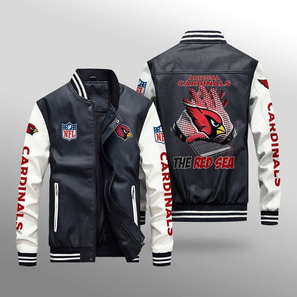 Arizona Cardinals Premium Fleece-Lined Leather Bomber Jacket BG52
