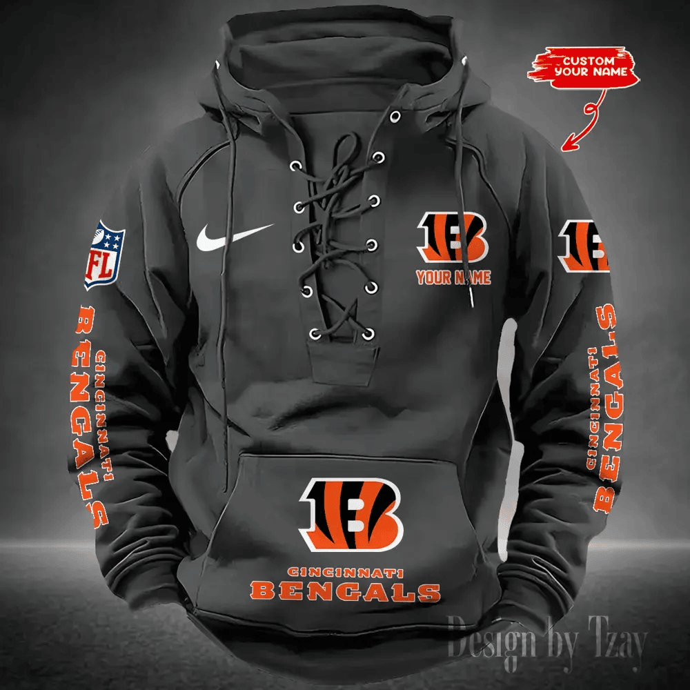 SPTS9HLUH071-Cincinnati Bengals Men's Hooded Lace-up Hoodie