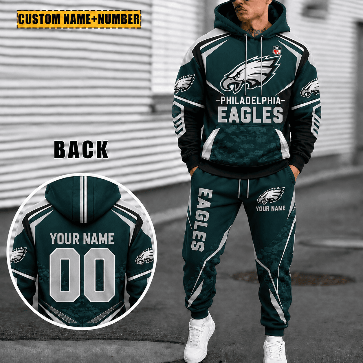 Philadelphia Eagles Personalized Combo Hoodie And Sweatpants Gift For Fan VA1032
