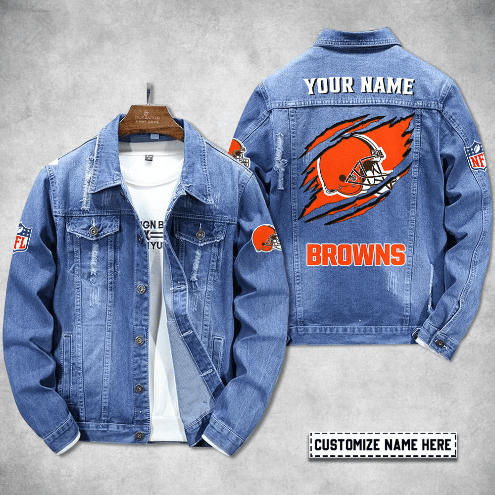 Cleveland Browns Personalized Premium Denim Jacket S9DJ073