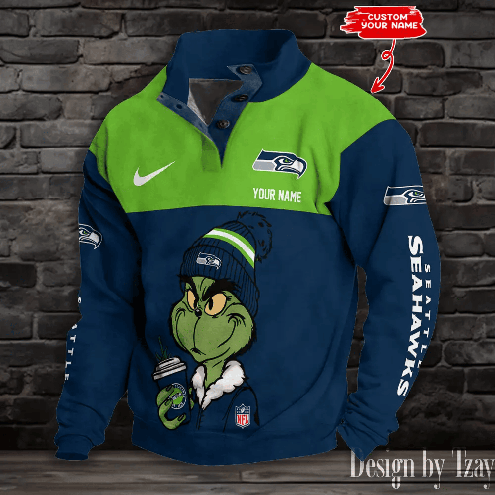 Seattle Seahawks Premium Stand-Collar Game-Day Pullover - Engineered Warmth & Personalized Name S9DBSCH724
