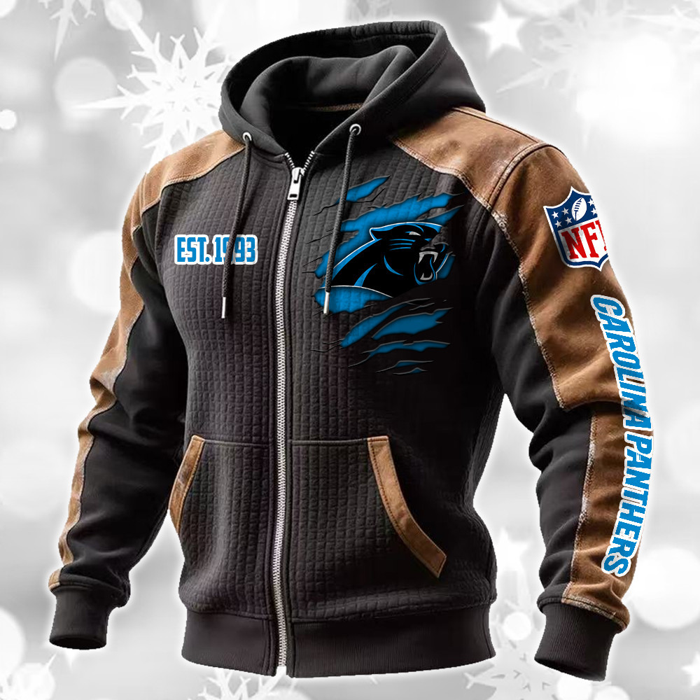 Carolina Panthers Waffle Full-Zip Fleece Hoodie DMAG0005