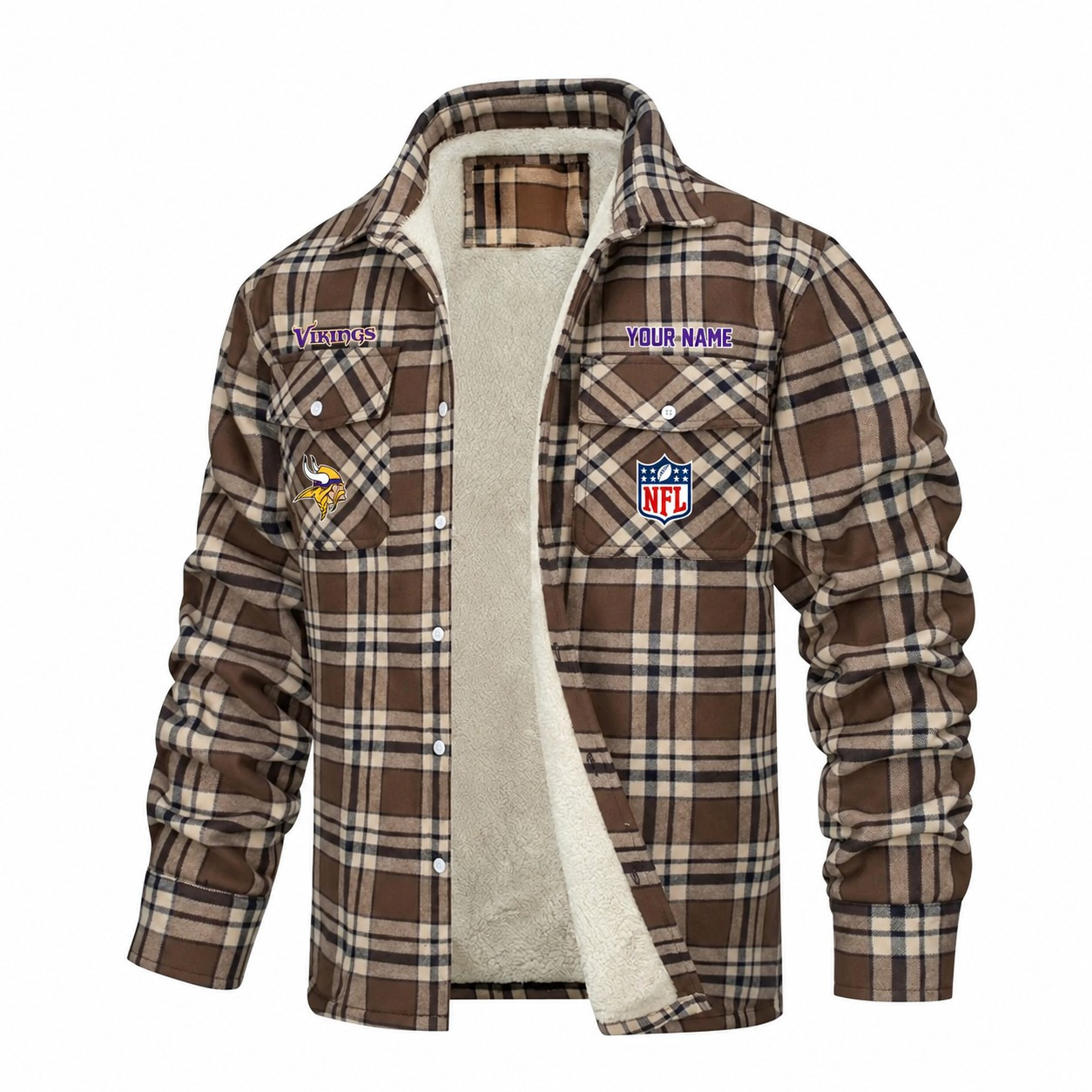 Minnesota Vikings Fleece Flannel Plaid Jacket TG53