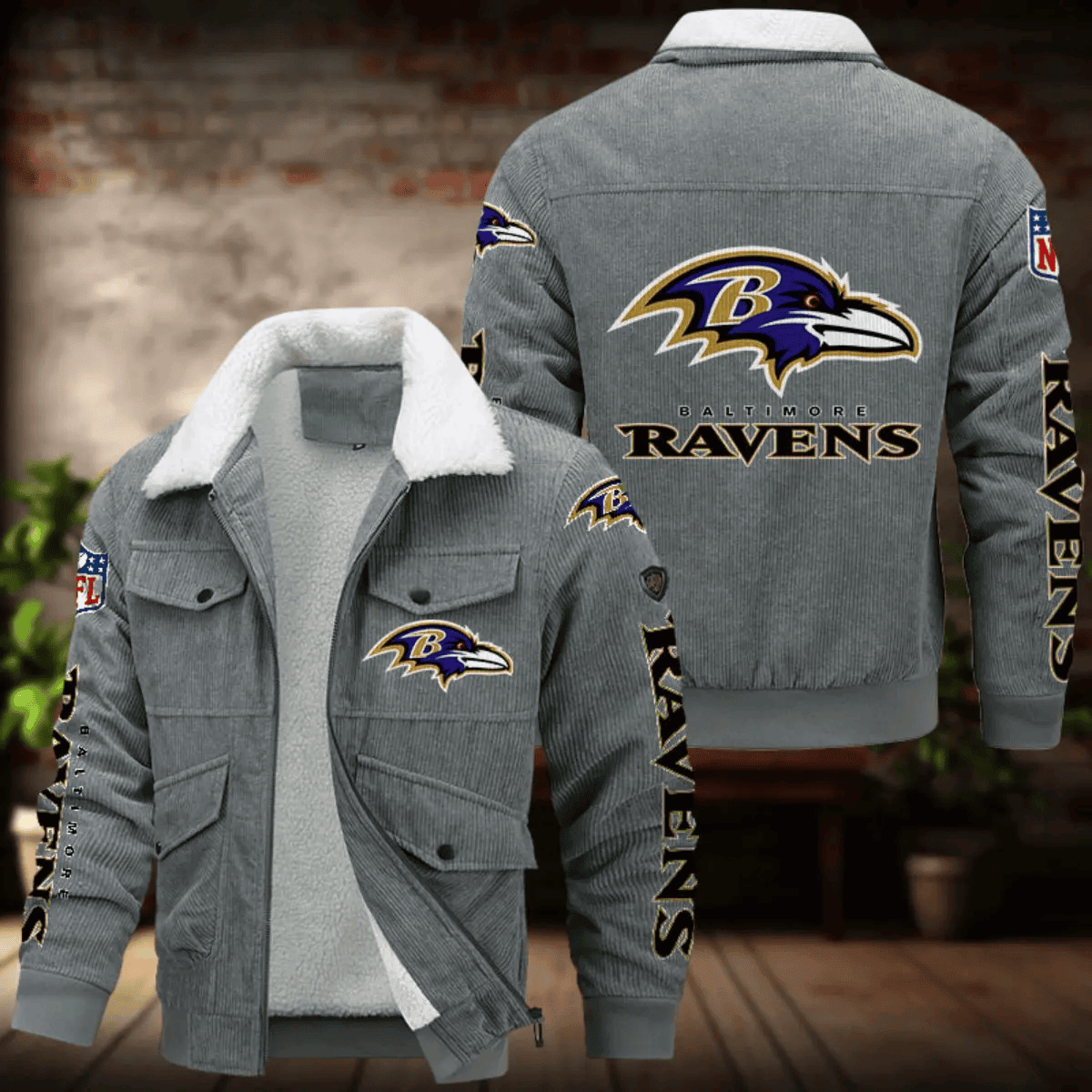 Baltimore Ravens Men's Thickened Corduroy Jacket ANZANZTCJ003