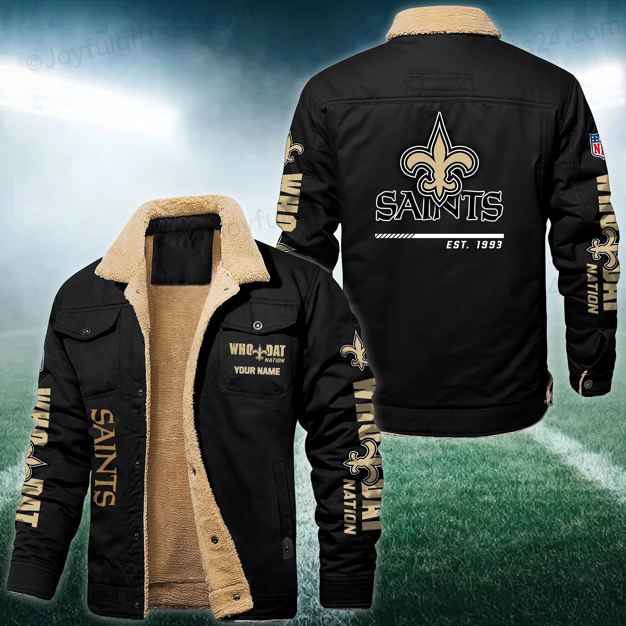 New Orleans Saints FLEECE BOMBER JACKET Custom name 10043895N