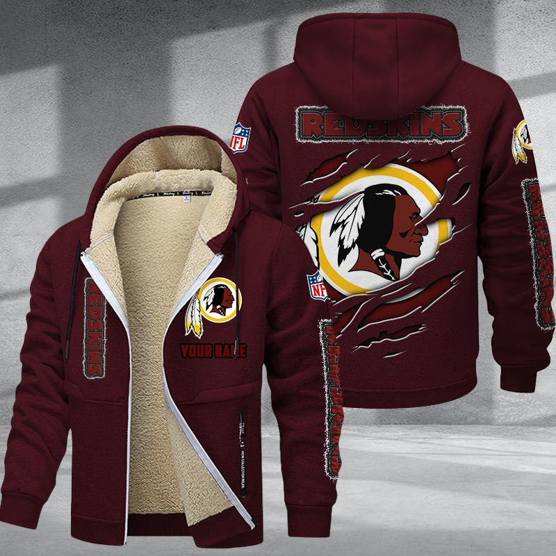 Washington Redskin DMTZ0386 Hoodie Zip Velvet Coat