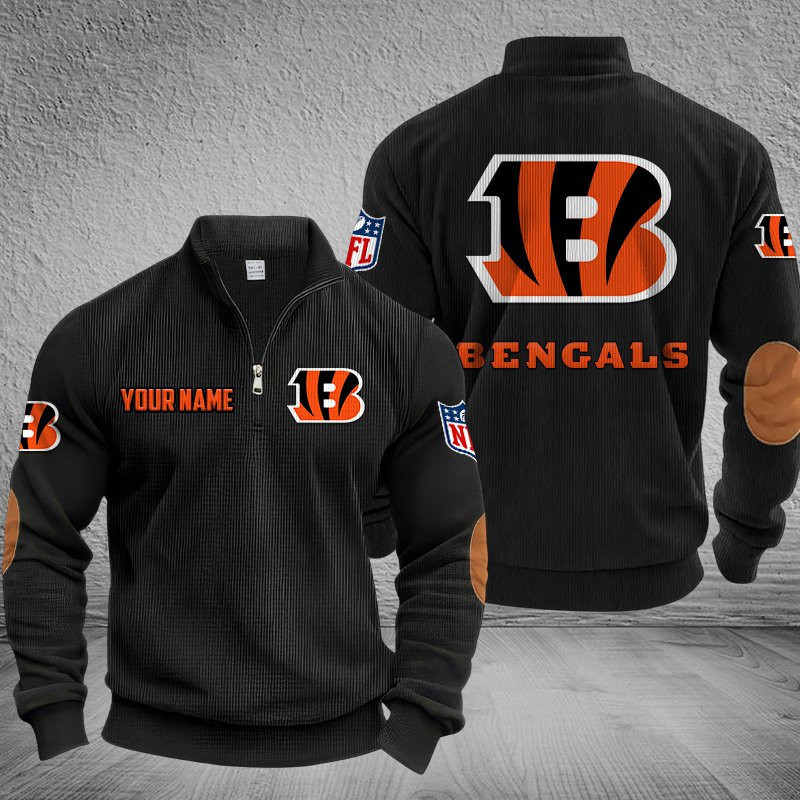 Cincinnati Bengals DMSH0275 Stand Collar Half-zip Sweatshirt Multicolor