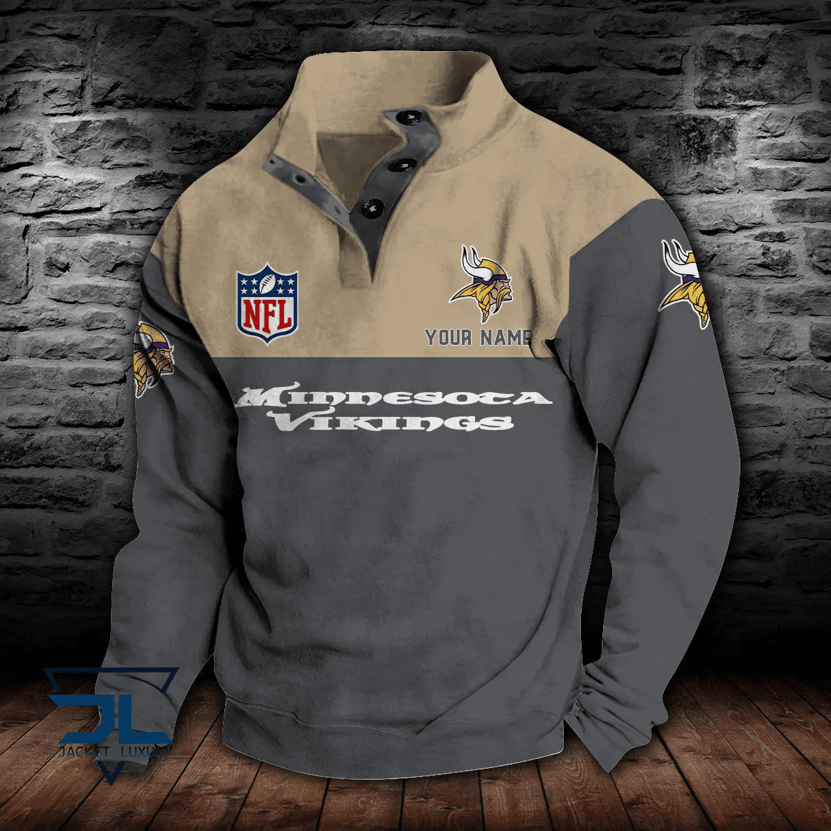 Minnesota Vikings Premium Stand-Collar Game-Day Pullover - Engineered Warmth & Personalized Name S9DBSCH021