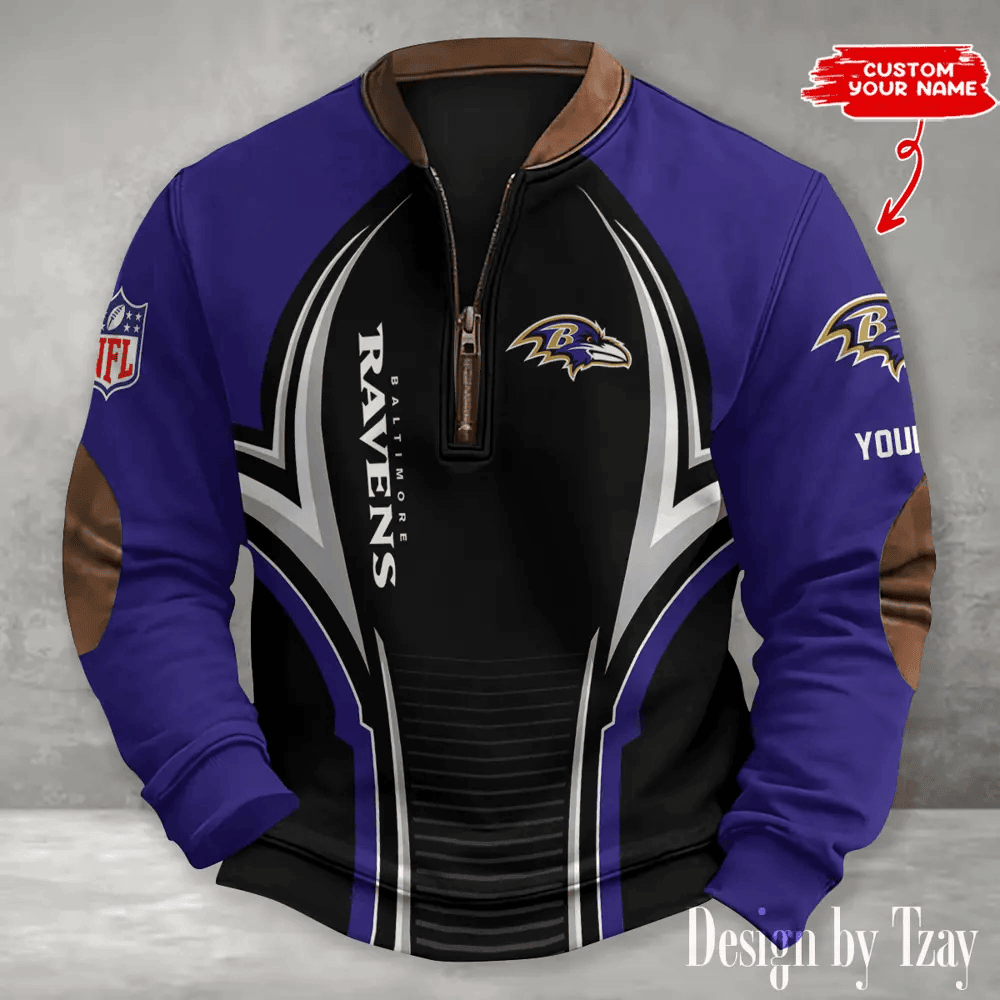 S9MPZNS099-Baltimore Ravens Premium Personalized Game-Day Quarter-Zip