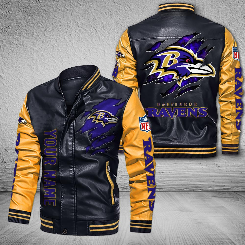 DMHQ0042 Baltimore Ravens Signature Series Leather Jacket — Plush Sherpa Lining