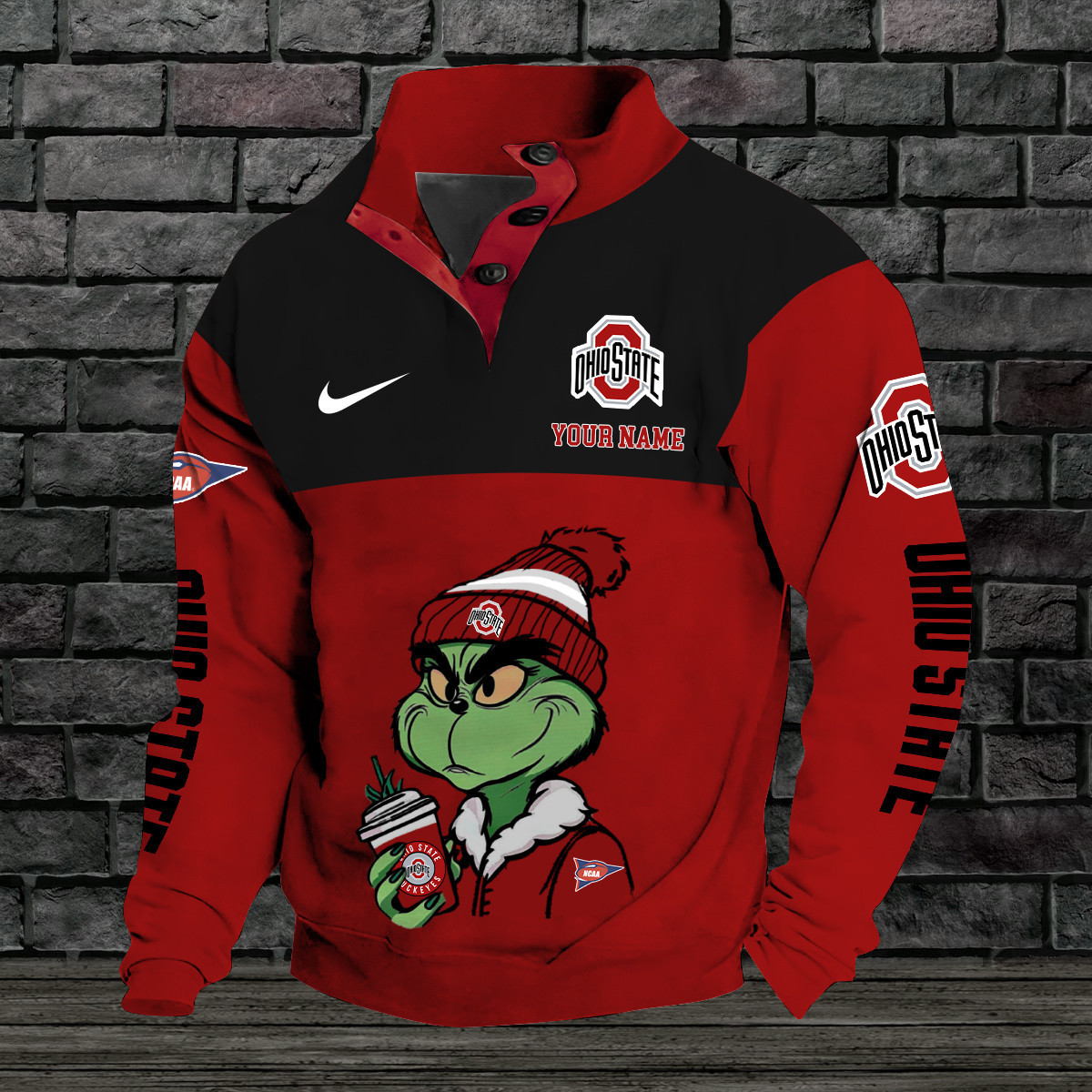 Ohio State Buckeyes Premium StandCollar GameDay Pullover Engineered Warmth & Personalized Names OHIO6681R