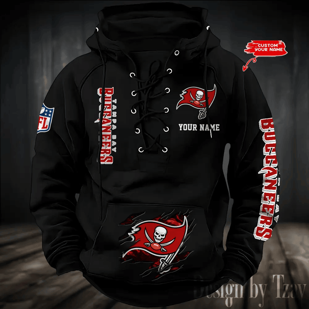 SPTS9HLUH126-Tampa Bay Buccaneers Men's Hooded Lace-up Hoodie
