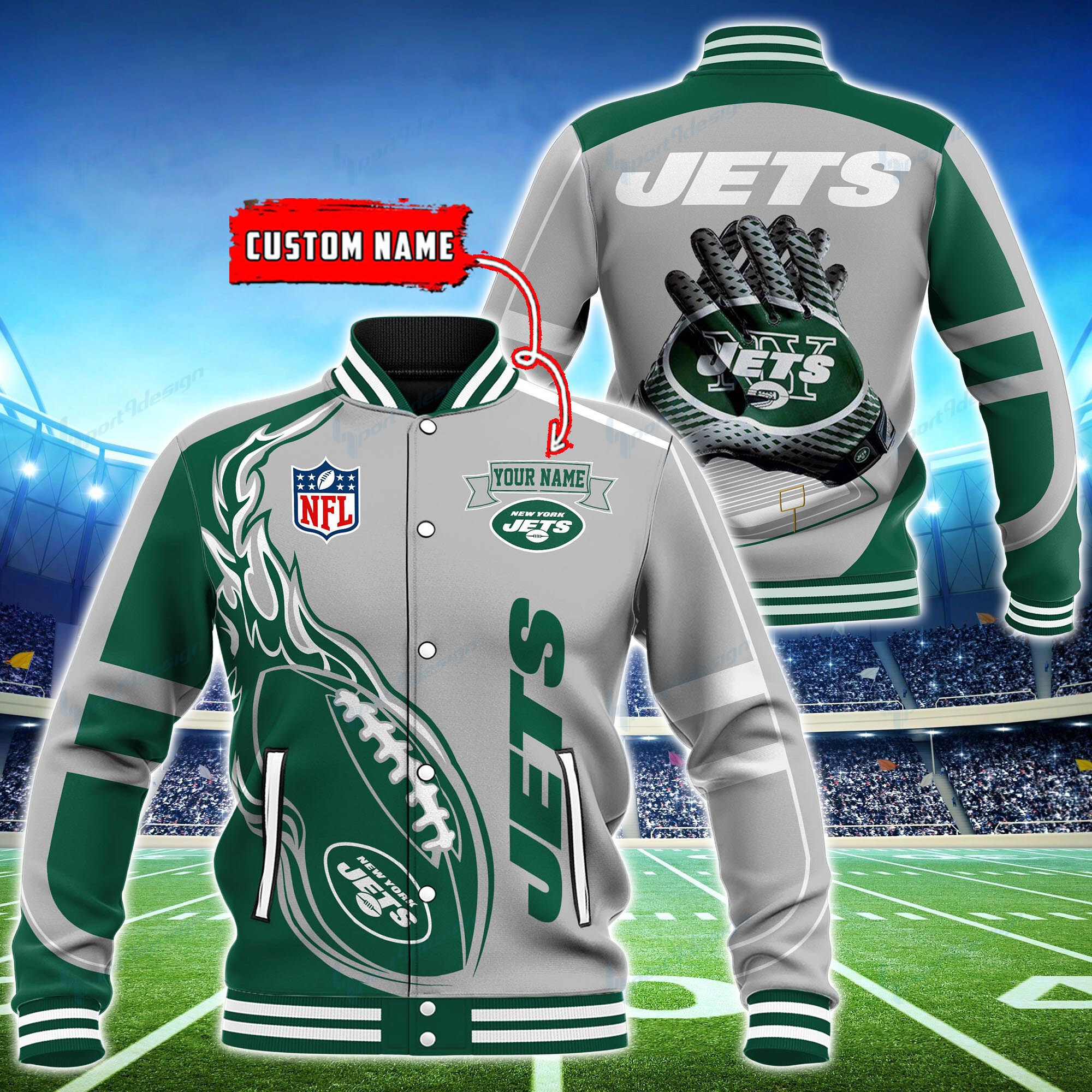 New York Jets Personalized Baseball Jacket BG22