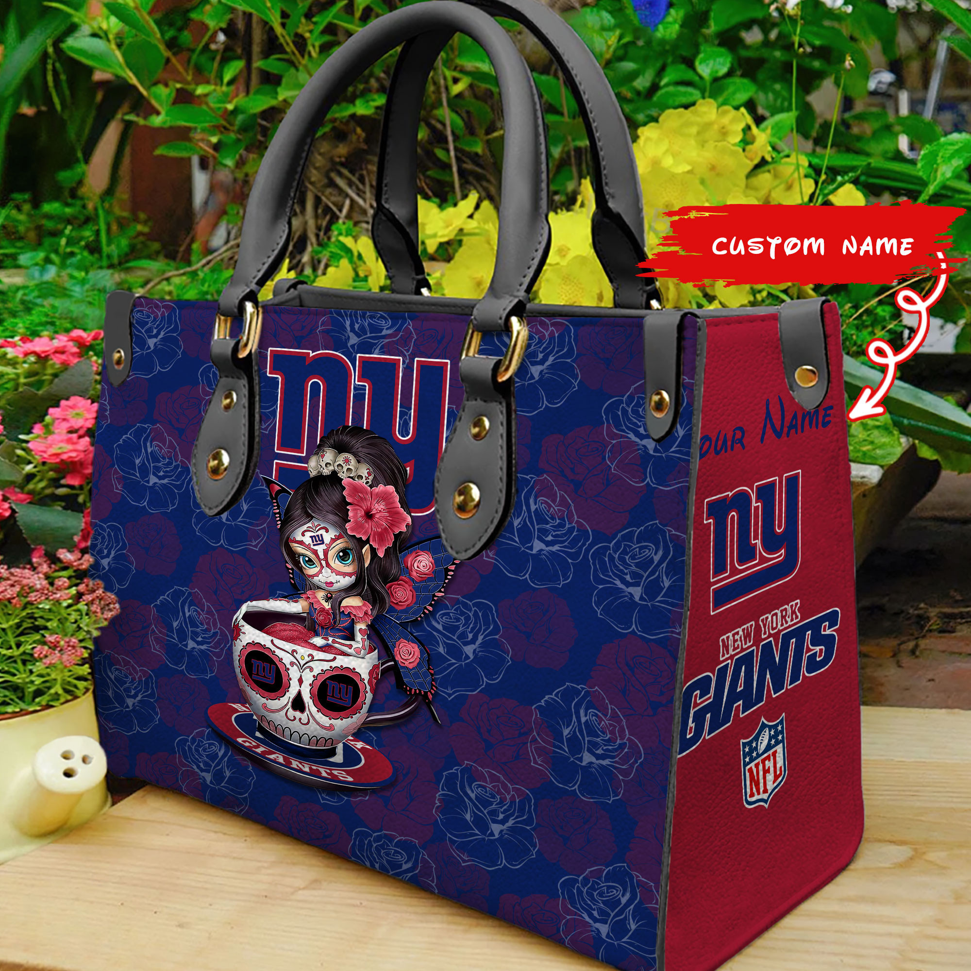 New York Giants Personalized Leather Hand Bag BB71A